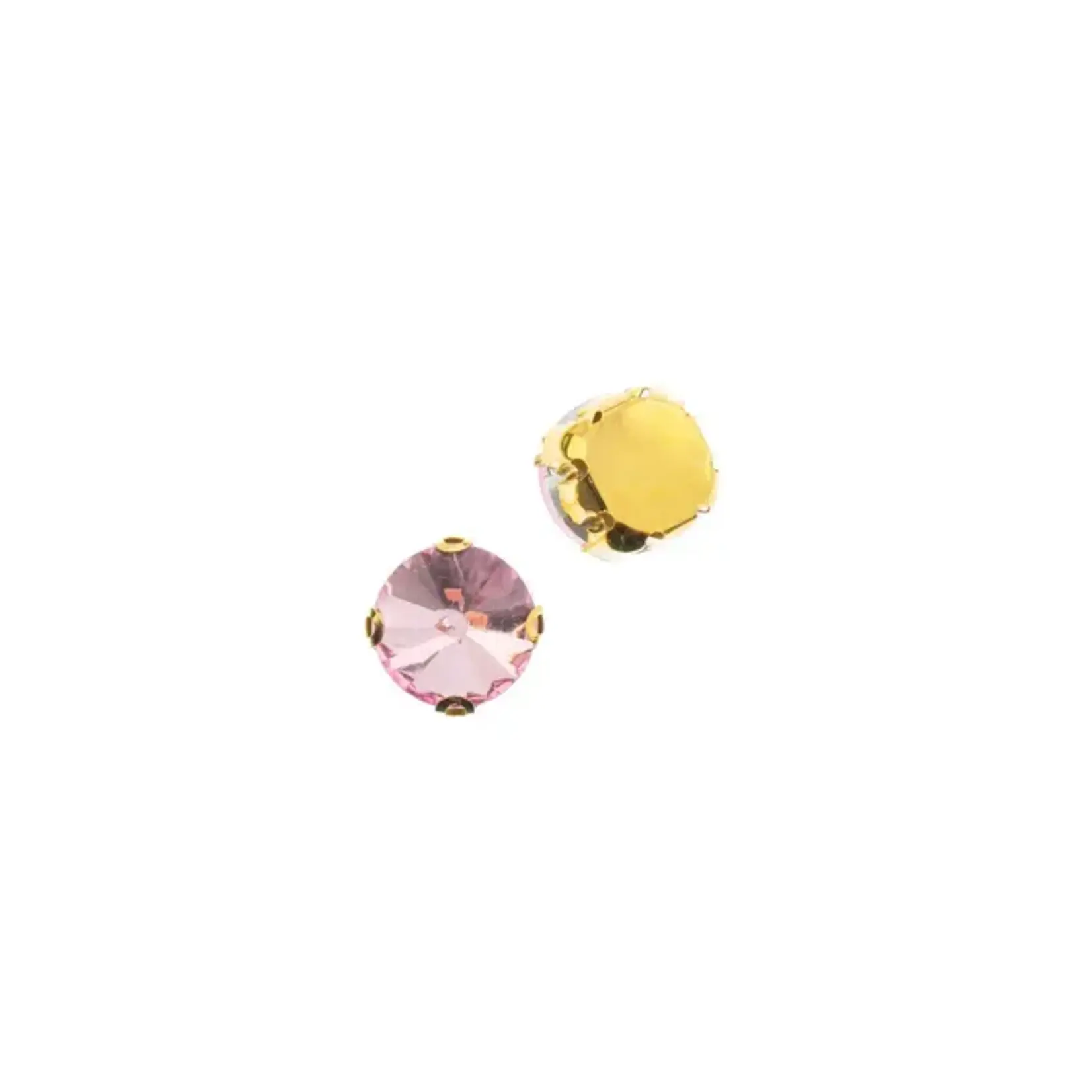 Crystal Lane DIY Sew on Rhinestone 10 mm Gold Setting/ Light Pink 20pcs