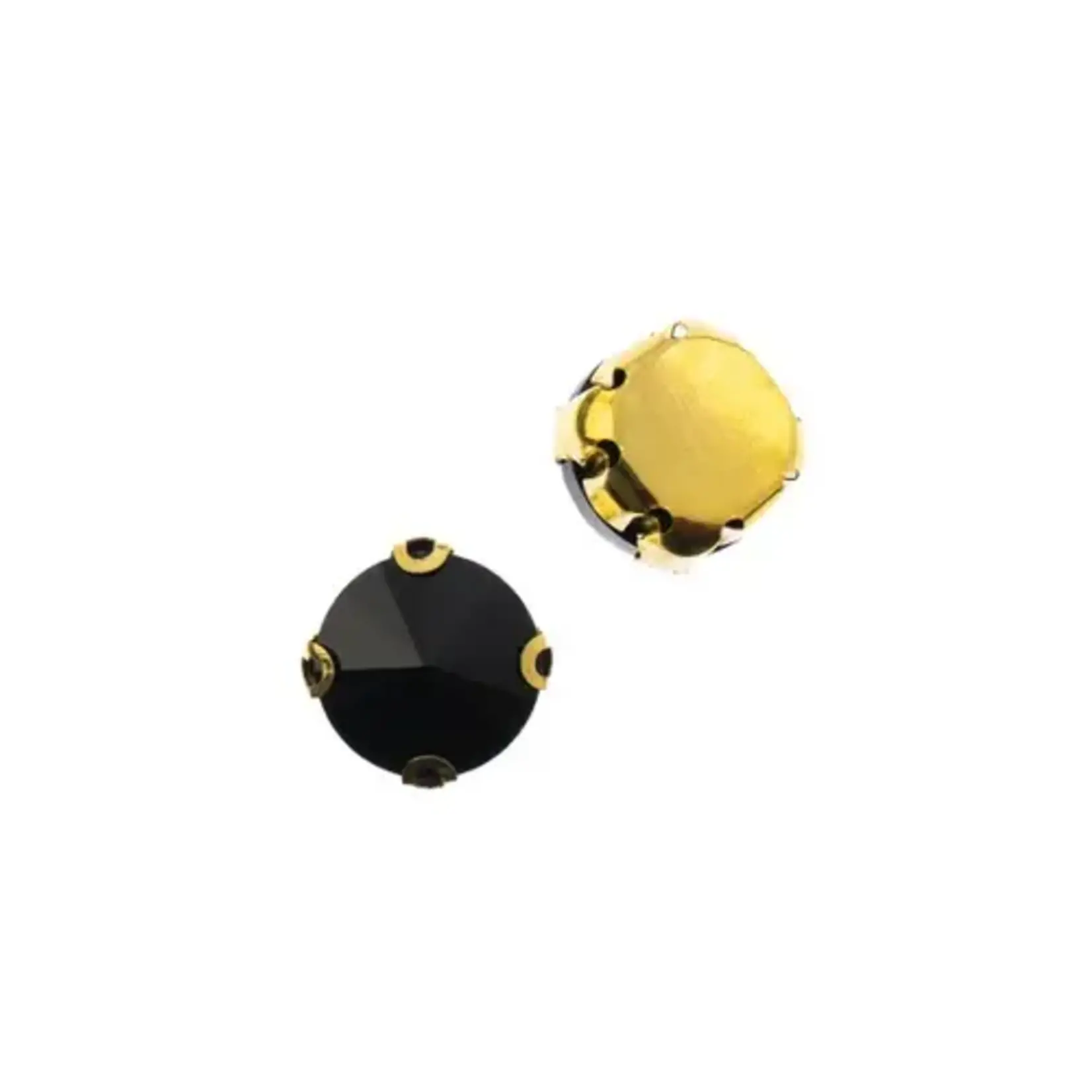 Crystal Lane DIY Sew on Rhinestone 10 mm Gold Setting/ Jet  20pcs