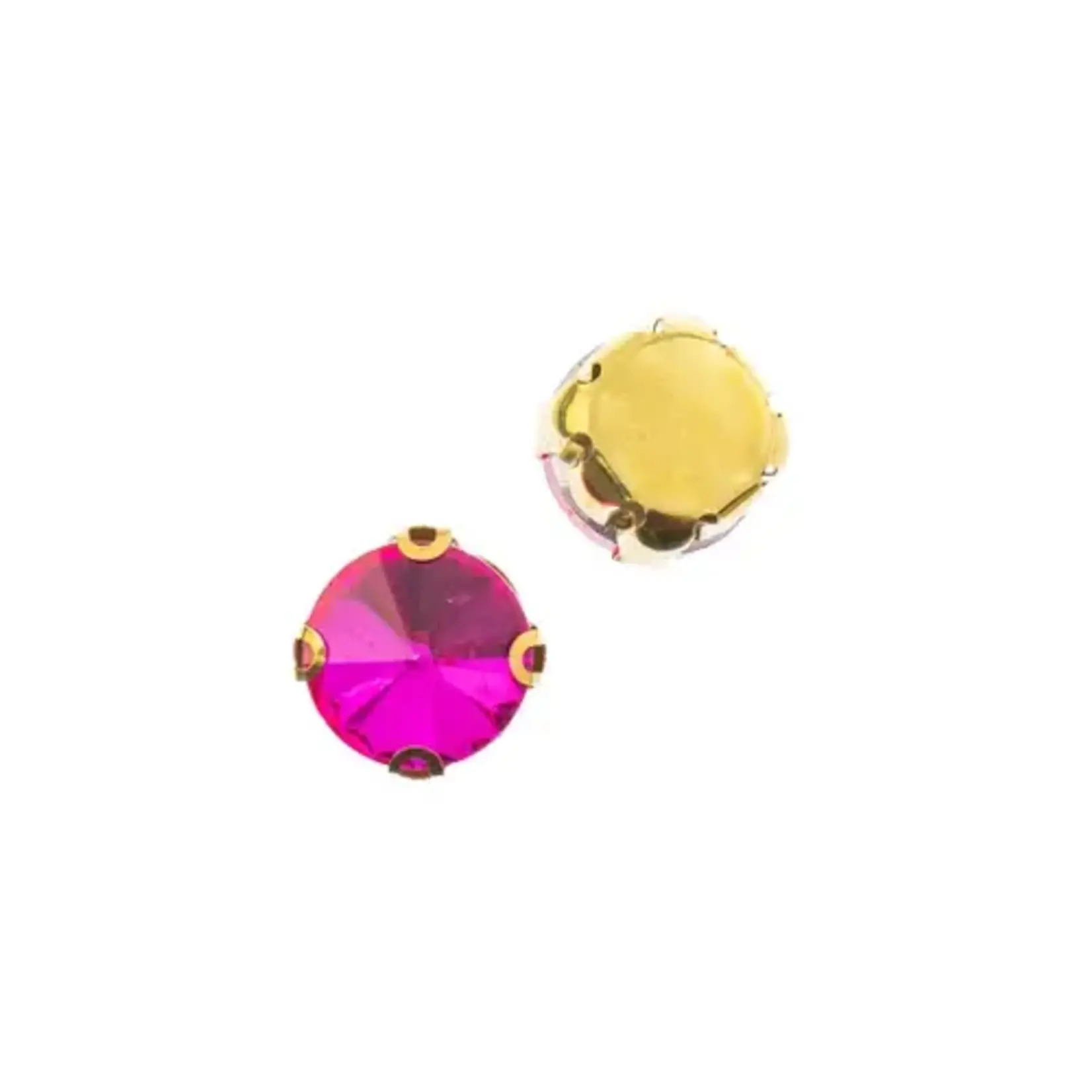 Crystal Lane DIY Sew on Rhinestone 10 mm Gold Setting/ Fuchsia  20pcs