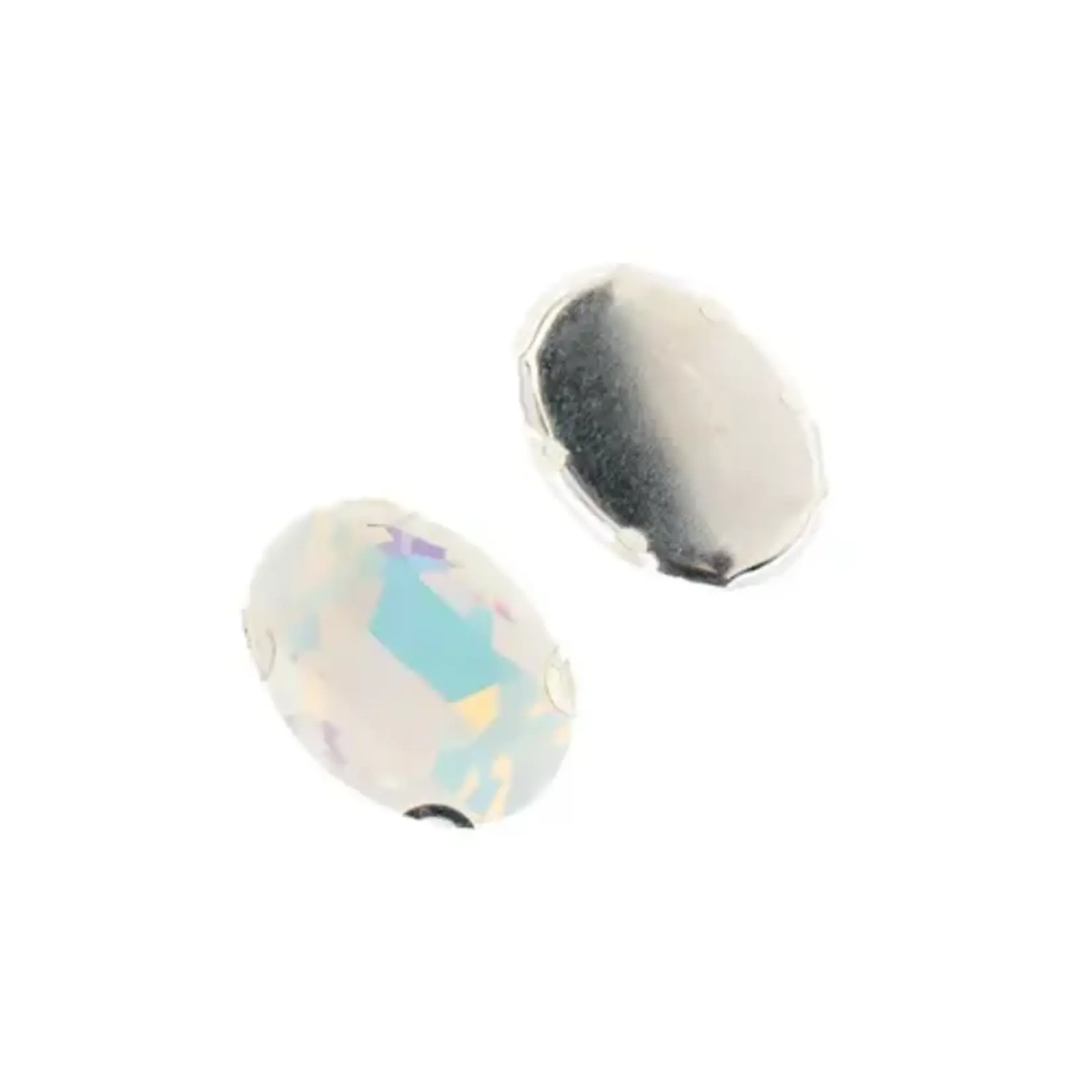 Crystal Lane DIY Sew on Rhinestone 13x18mm Silver/White Opal 20pcs