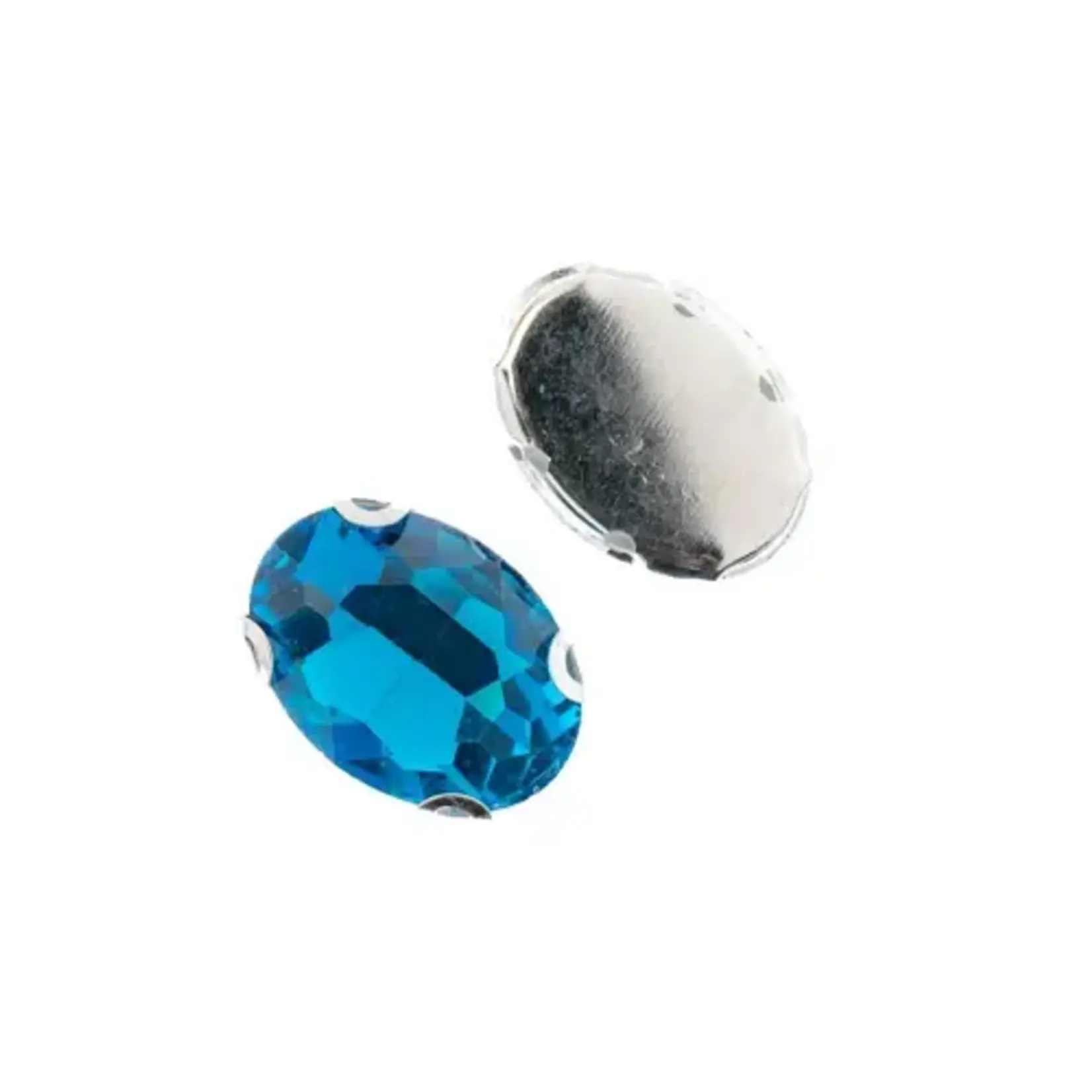 Crystal Lane DIY Sew on Rhinestone 13x18mm Silver/Teal 20pcs