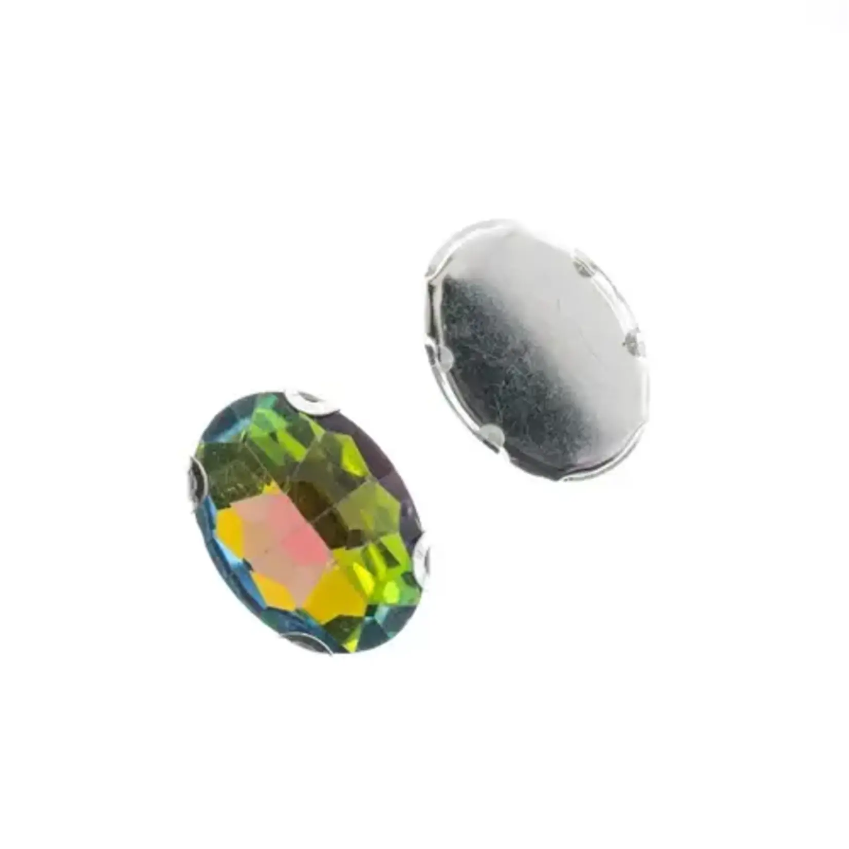 Crystal Lane DIY Sew on Rhinestone 13x18mm Silver/Rainbow 20pcs
