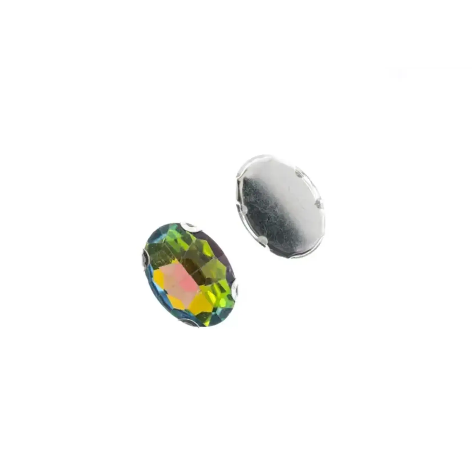 Crystal Lane DIY Sew on Rhinestone 13x18mm Silver/Rainbow 20pcs