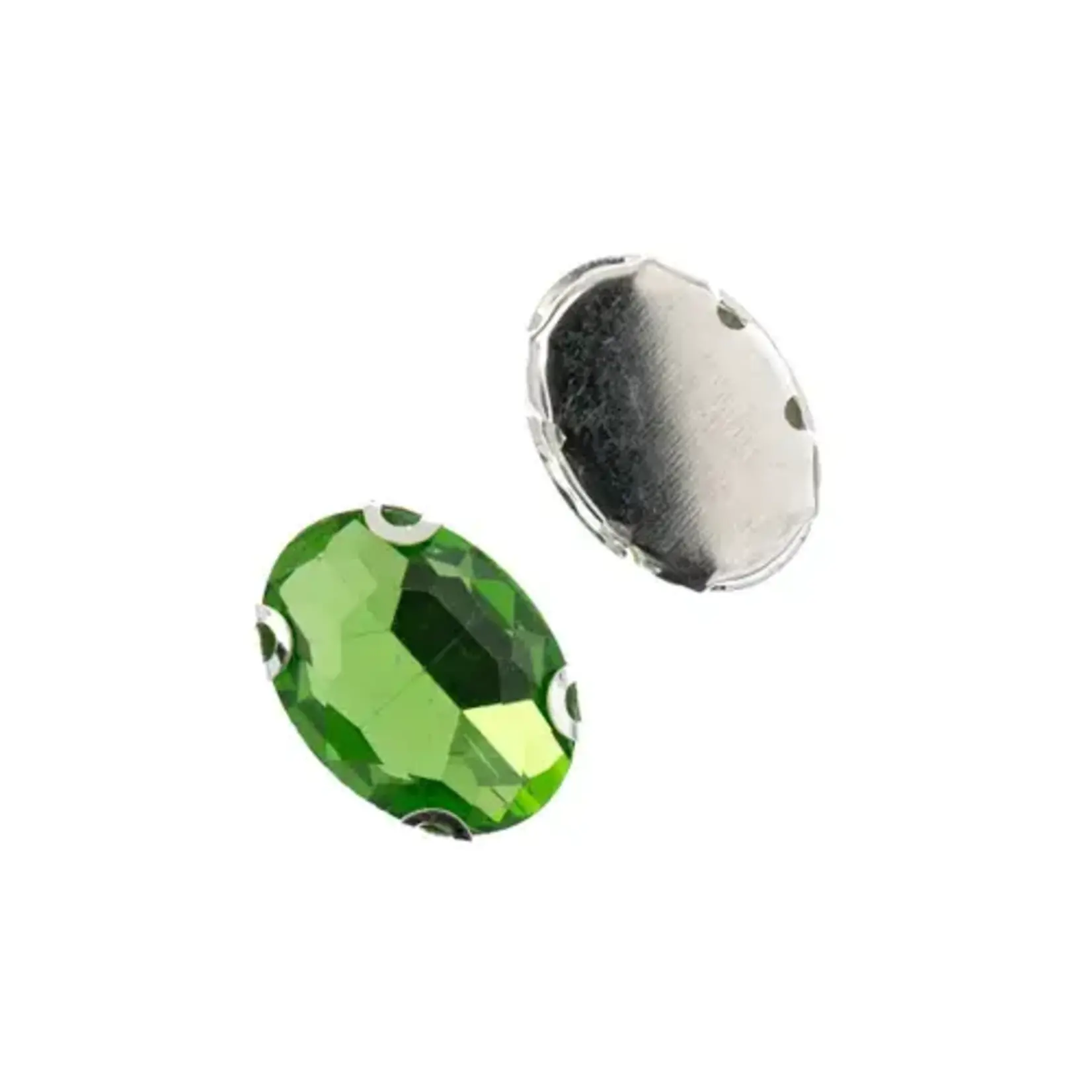 Crystal Lane DIY Sew on Rhinestone 13x18mm Silver/Peridot 20pcs
