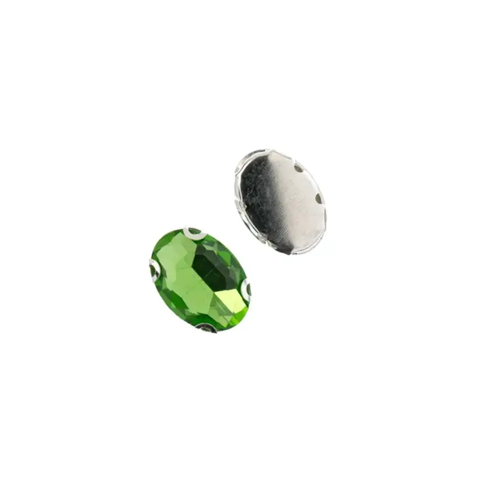 Crystal Lane DIY Sew on Rhinestone 13x18mm Silver/Peridot 20pcs