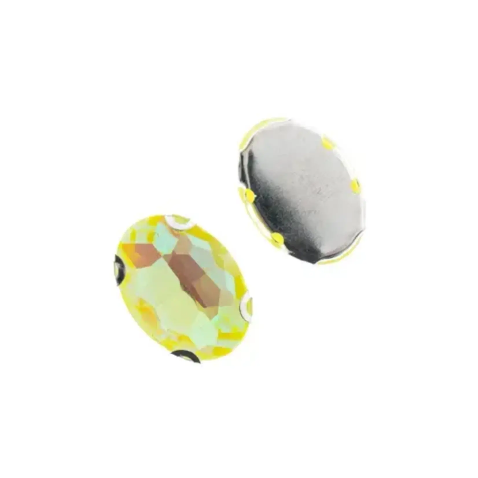 Crystal Lane DIY Sew on Rhinestone 13x18mm Silver/Neon Yellow AB 20pcs