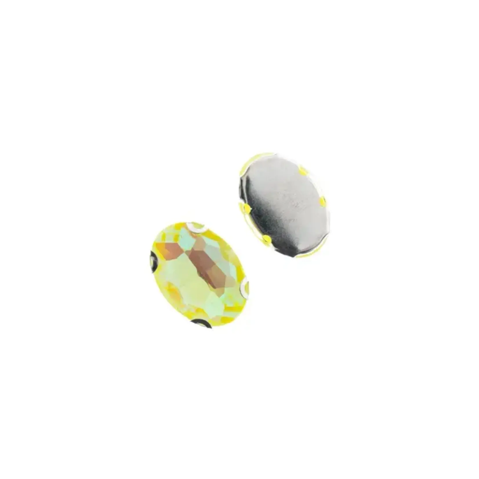 Crystal Lane DIY Sew on Rhinestone 13x18mm Silver/Neon Yellow AB 20pcs