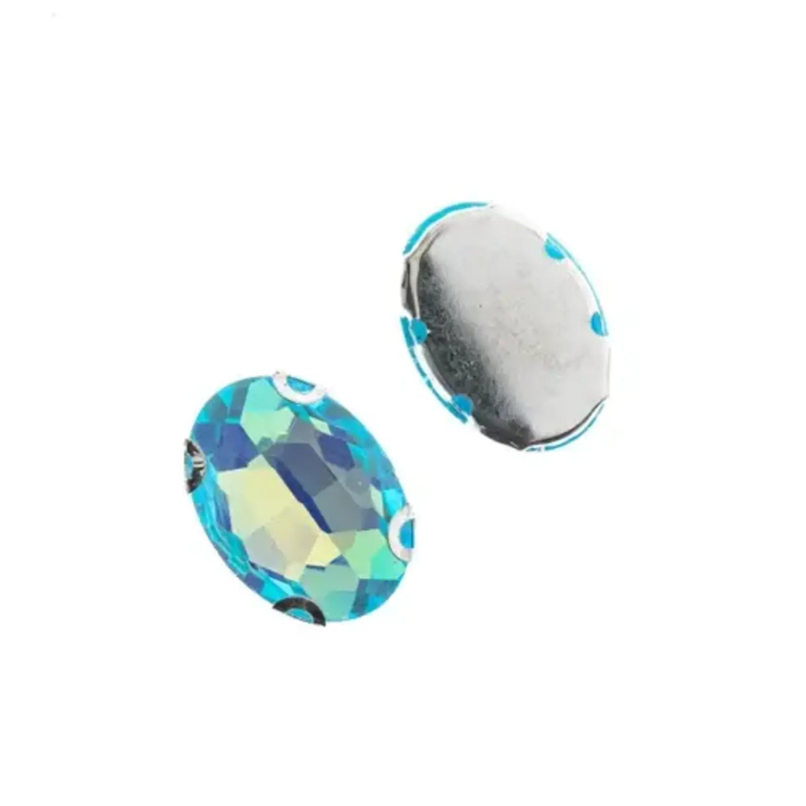 Crystal Lane DIY Sew on Rhinestone 13x18mm Silver/Neon Teal AB 20pcs