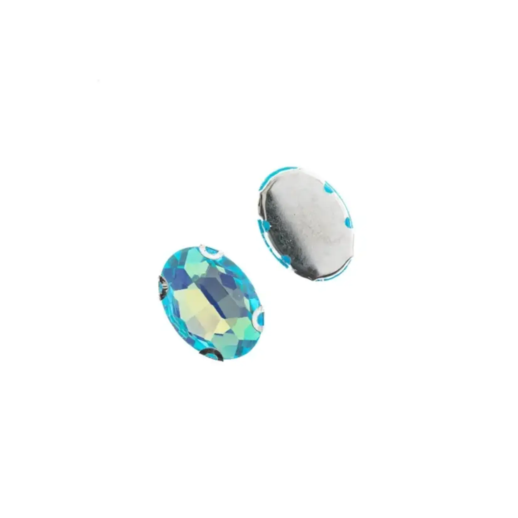 Crystal Lane DIY Sew on Rhinestone 13x18mm Silver/Neon Teal AB 20pcs