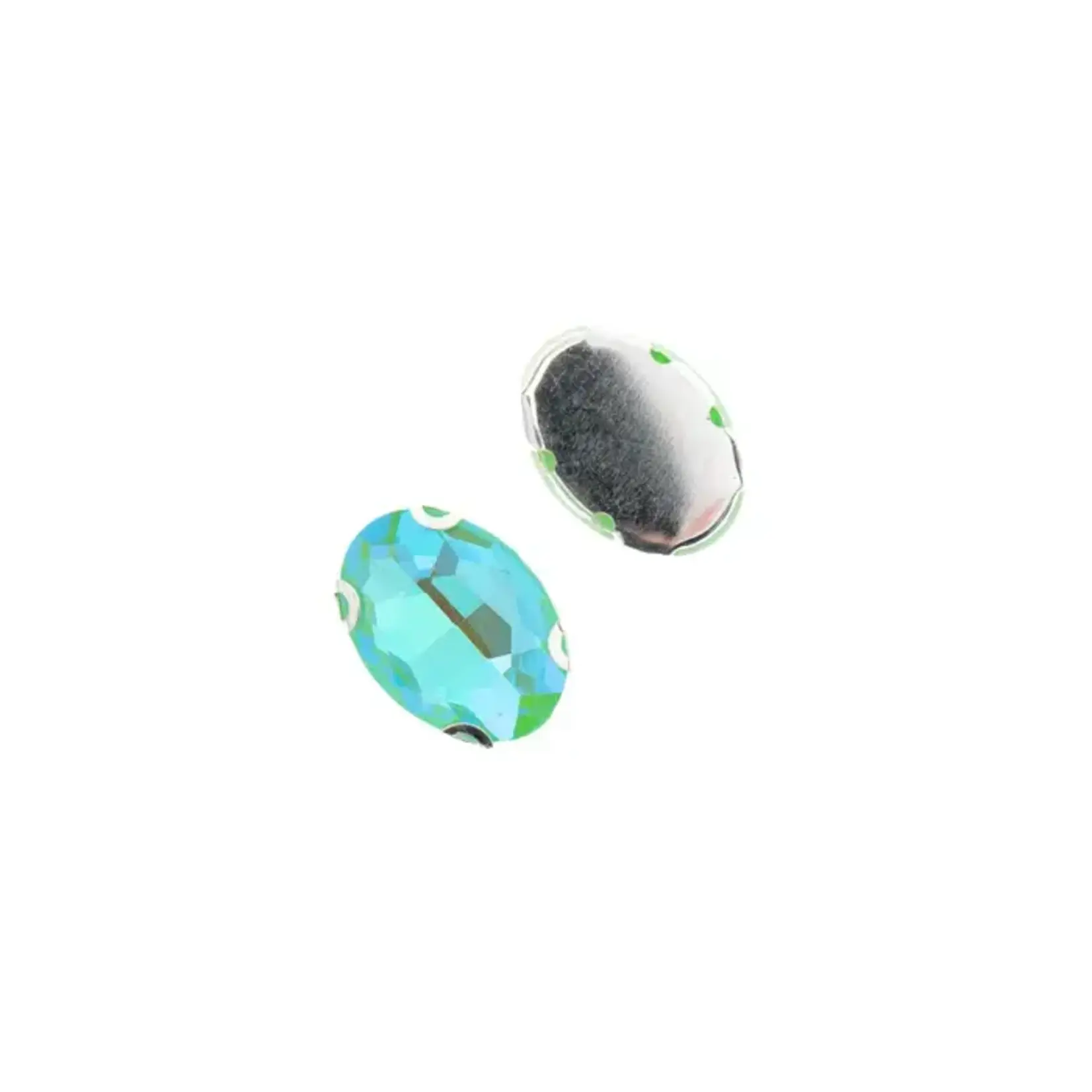 Crystal Lane DIY Sew on Rhinestone 13x18mm Silver/Neon Green AB 20pcs