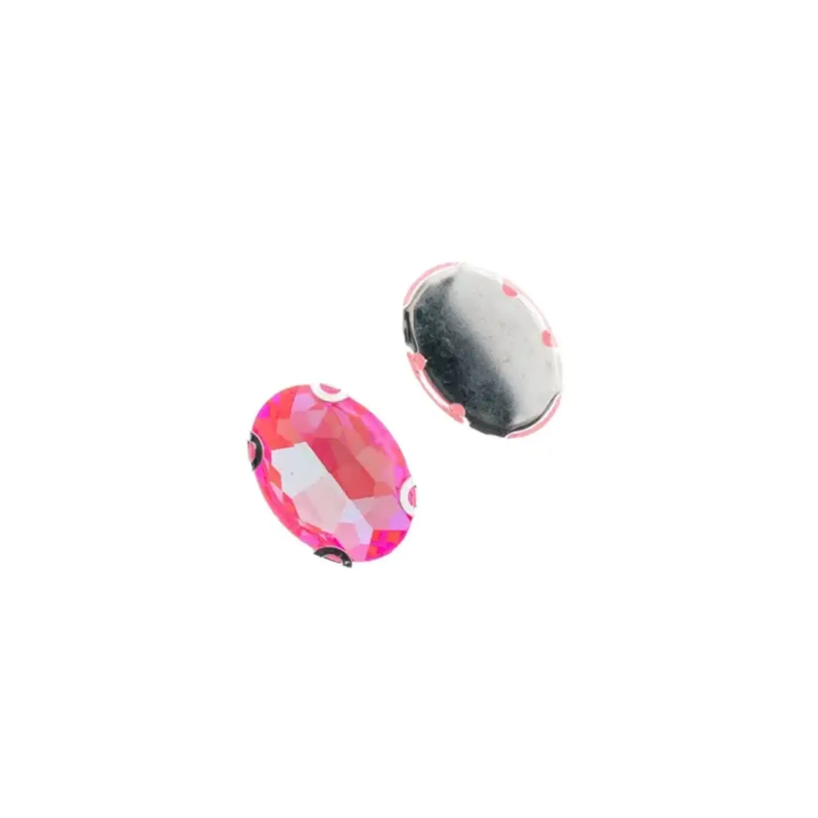 Crystal Lane DIY Sew on Rhinestone 13x18mm Silver/Neon Fuchsia AB 20pcs