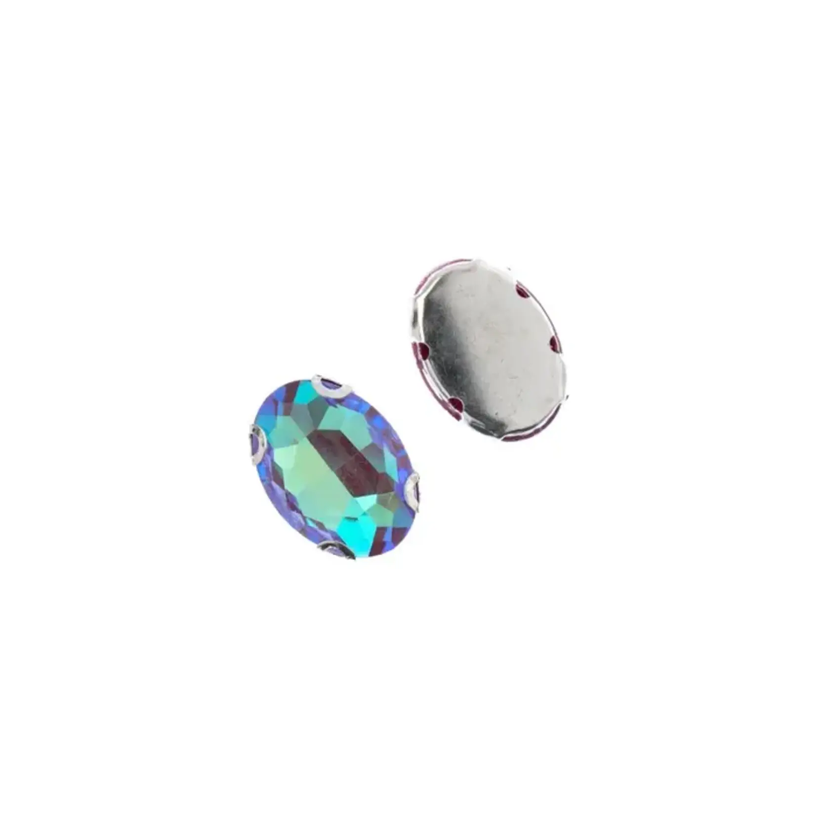 Crystal Lane DIY Sew on Rhinestone 13x18mm Silver/Neon Blue AB 20pcs