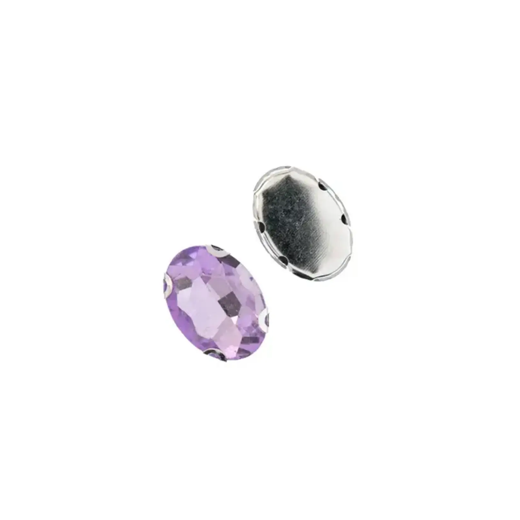 Crystal Lane DIY Sew on Rhinestone 13x18mm Silver/Light Violet 20pcs
