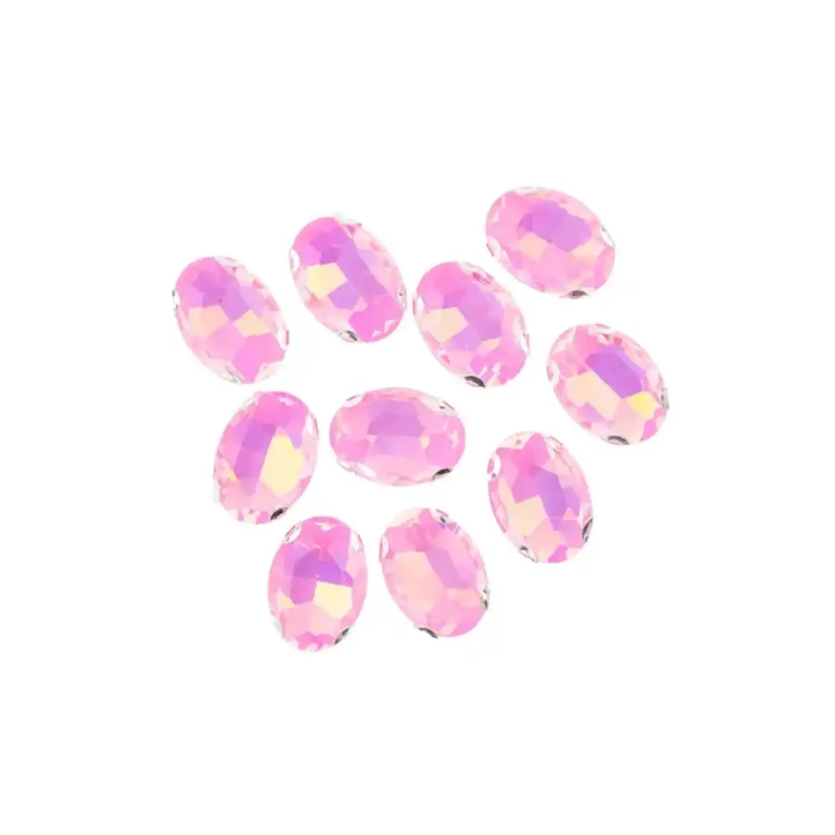 Crystal Lane DIY Sew on Rhinestone 13x18mm Silver/Hot Pink Oval20pcs