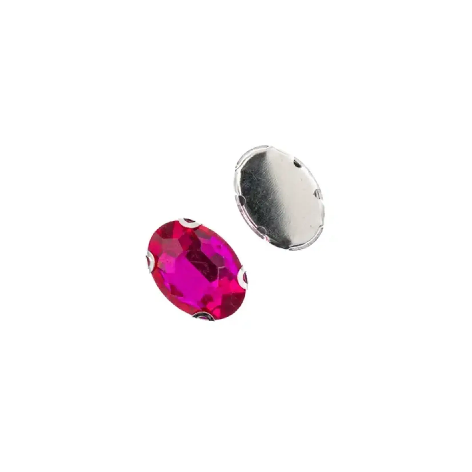 Crystal Lane DIY Sew on Rhinestone 13x18mm Silver/Fuchsia 20pcs