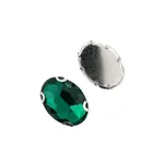 Crystal Lane DIY Sew on Rhinestone 13x18mm Silver/Emerald 20pcs