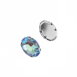 Crystal Lane DIY Sew on Rhinestone 10x14mm Silver Setting/Neon Purple AB