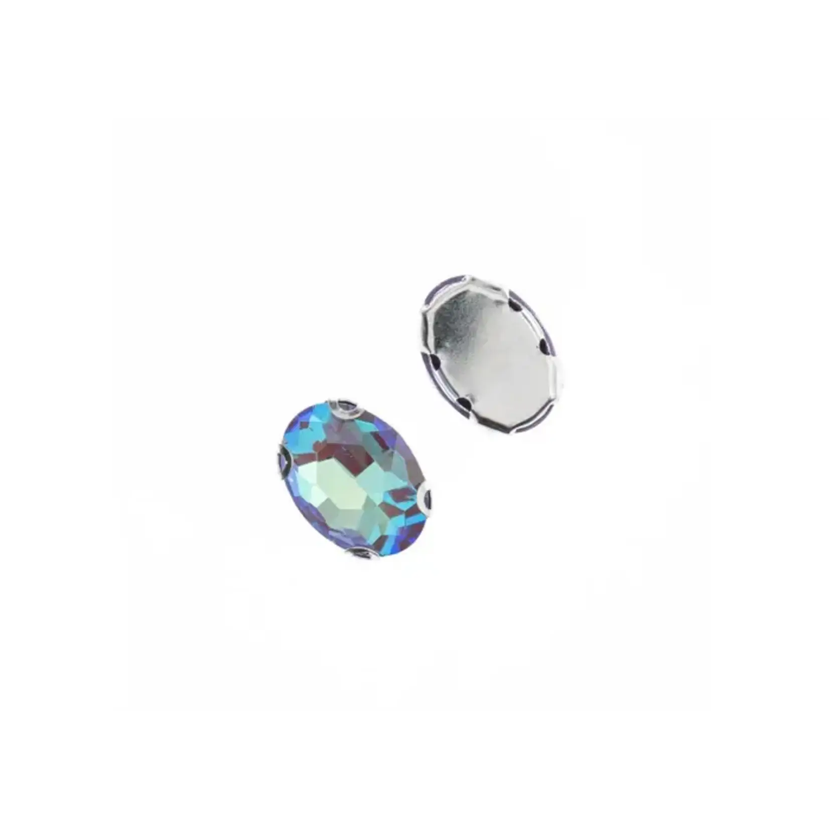 Crystal Lane DIY Sew on Rhinestone 10x14mm Silver Setting/Neon Purple AB