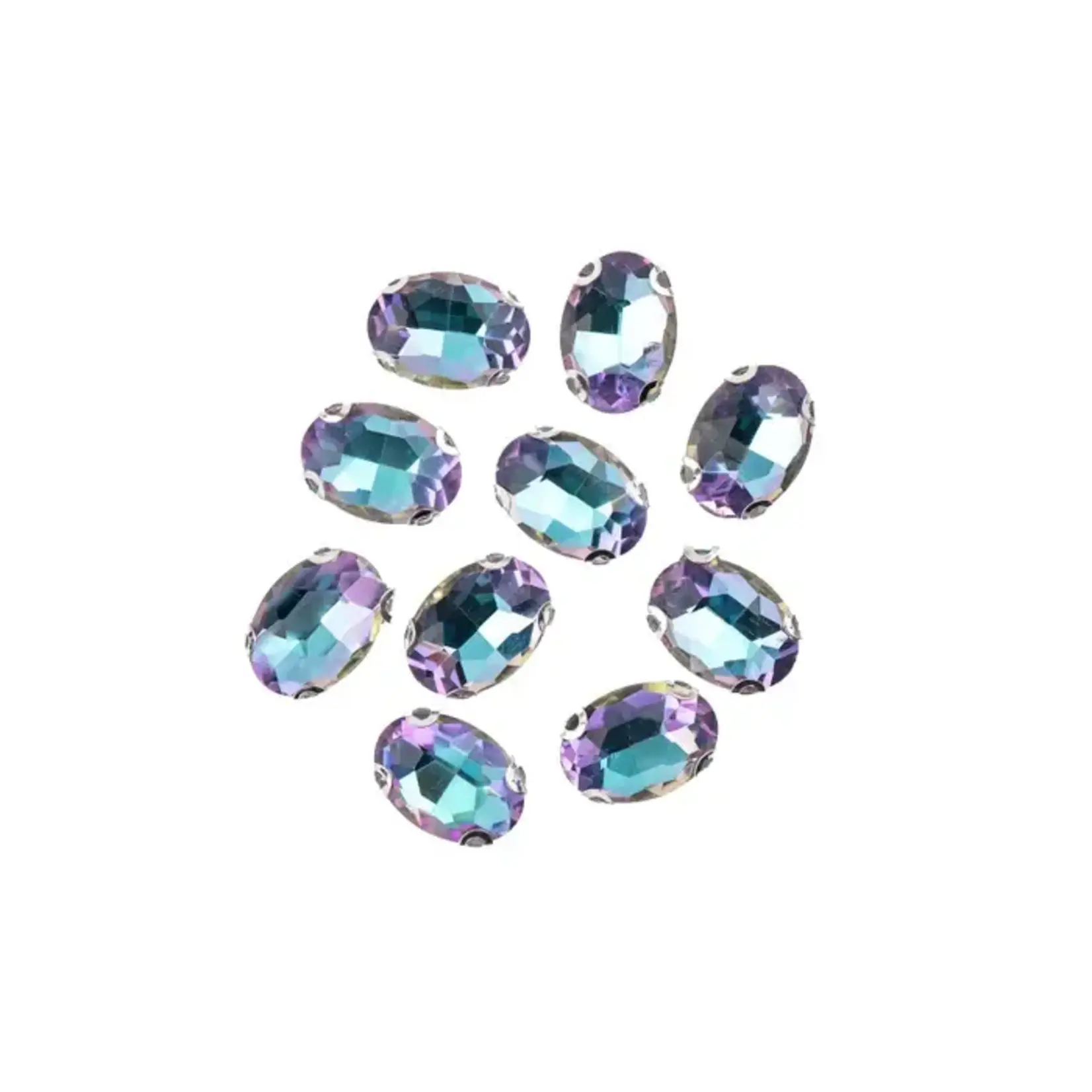 Crystal Lane DIY Sew on Rhinestone 10x14mm Silver/Vitrail Purple 20pcs