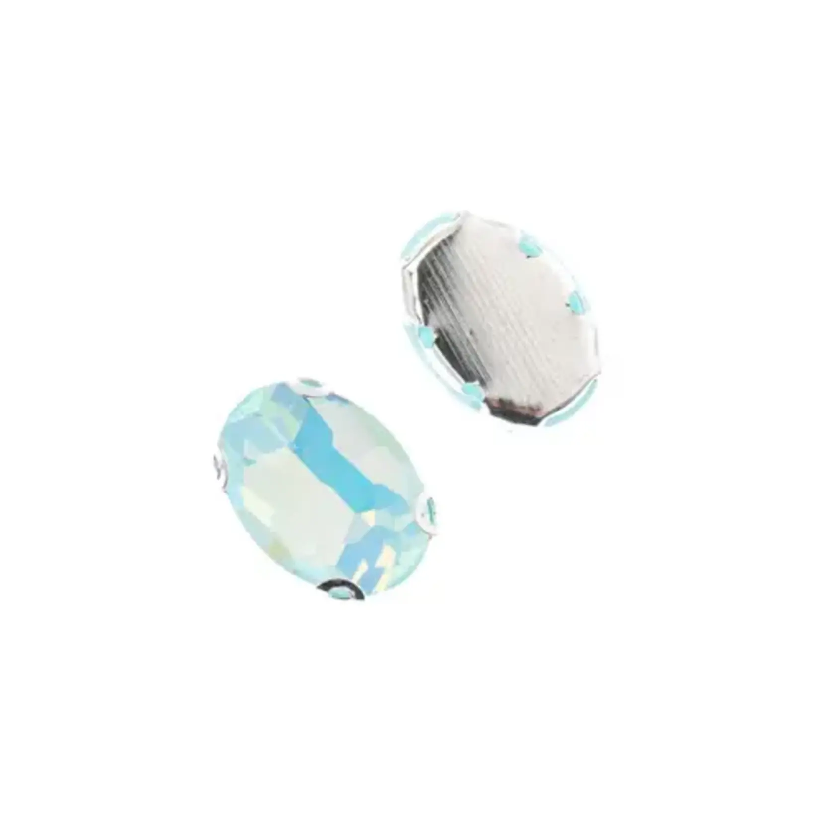Crystal Lane DIY Sew on Rhinestone 10x14mm Silver/Teal Opal 20pcs