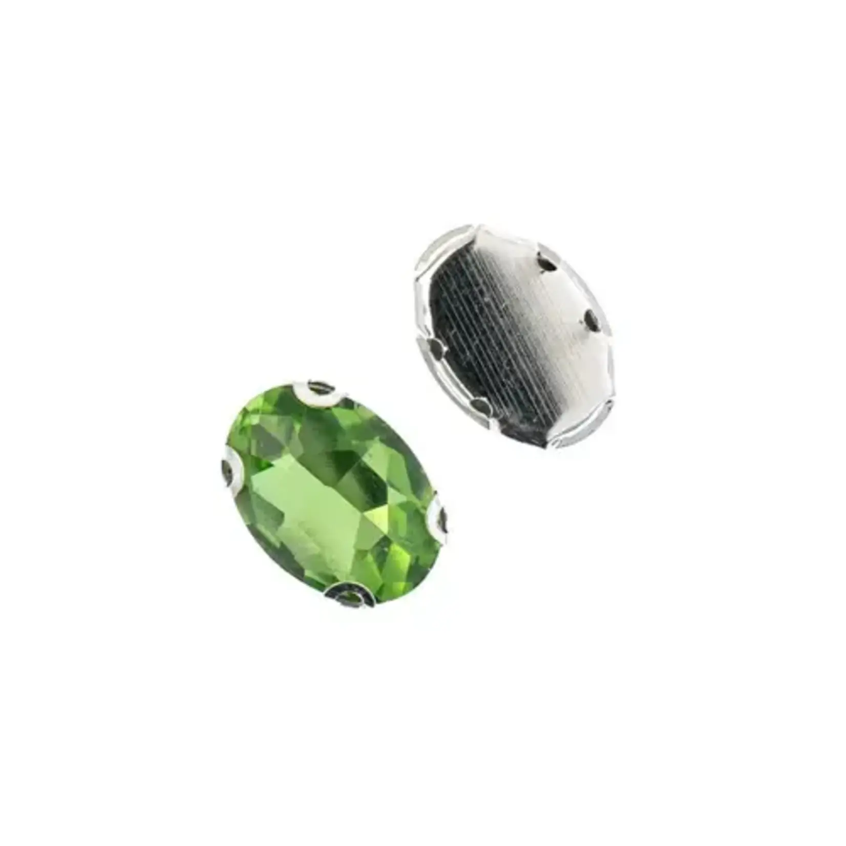 Crystal Lane DIY Sew on Rhinestone 10x14mm Silver/Peridot 20pcs