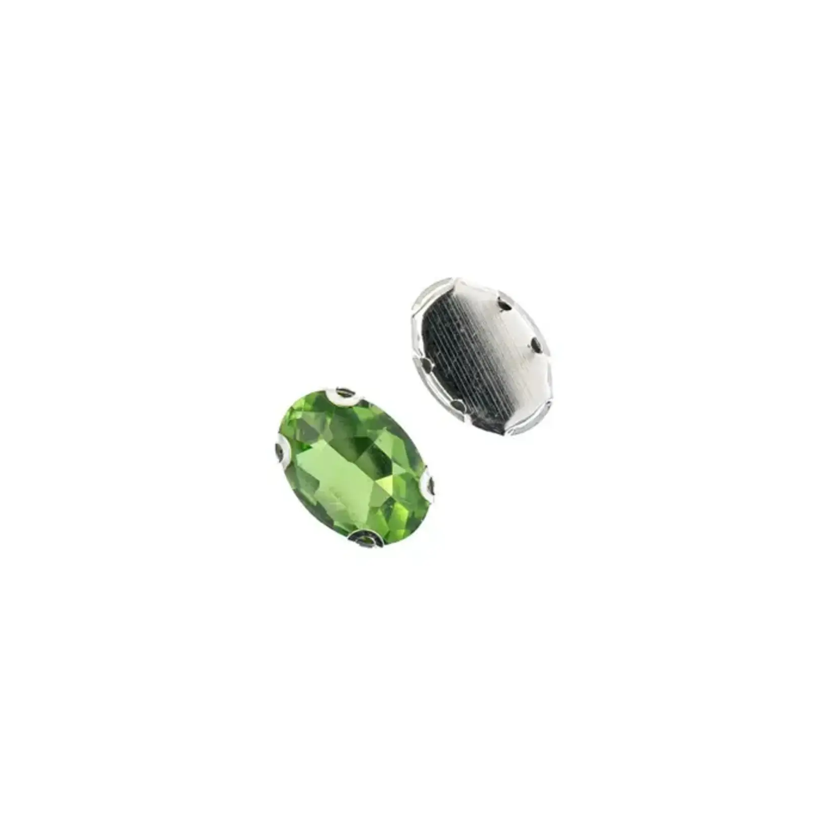 Crystal Lane DIY Sew on Rhinestone 10x14mm Silver/Peridot 20pcs