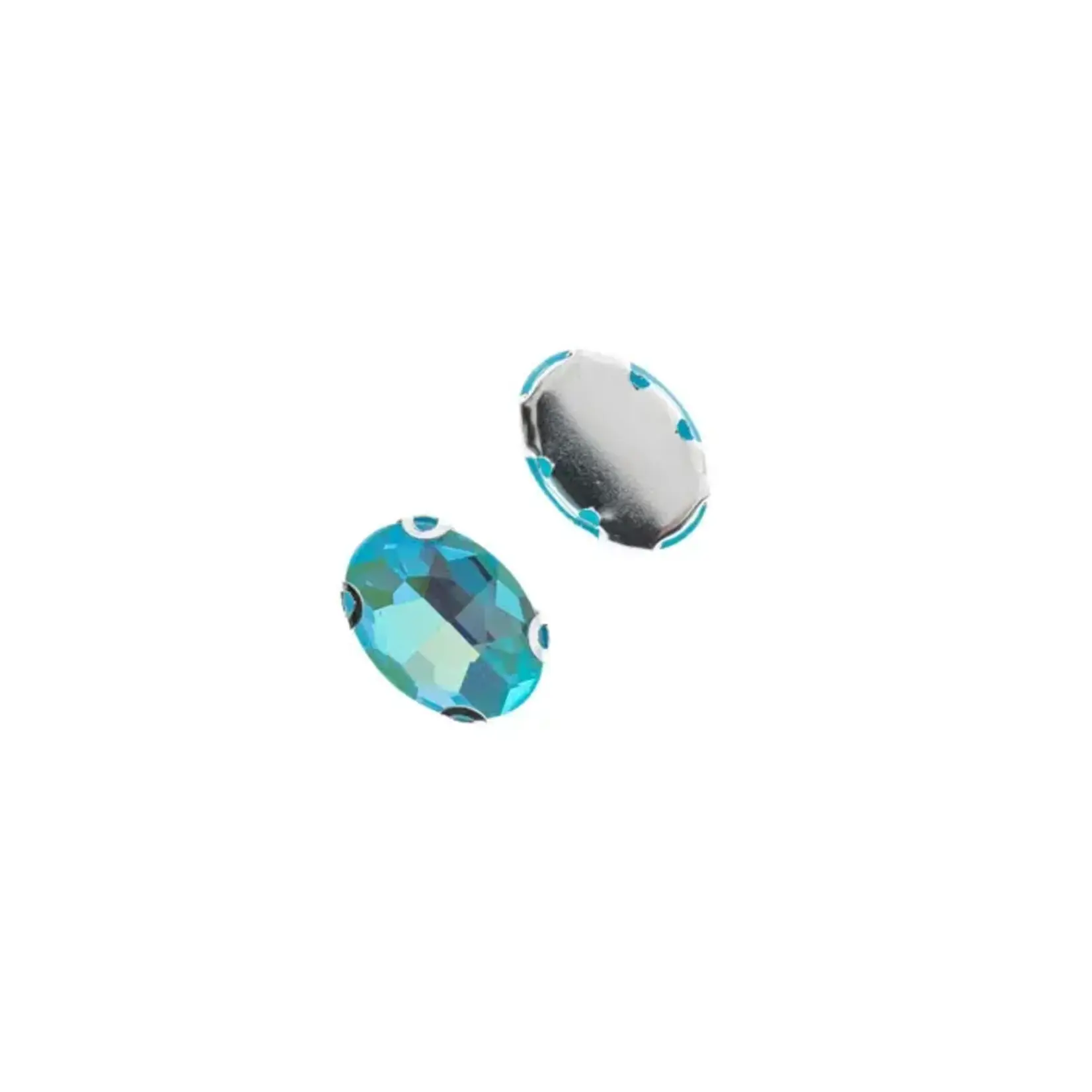 Crystal Lane DIY Sew on Rhinestone 10x14mm Silver/Neon Teal AB 20pcs