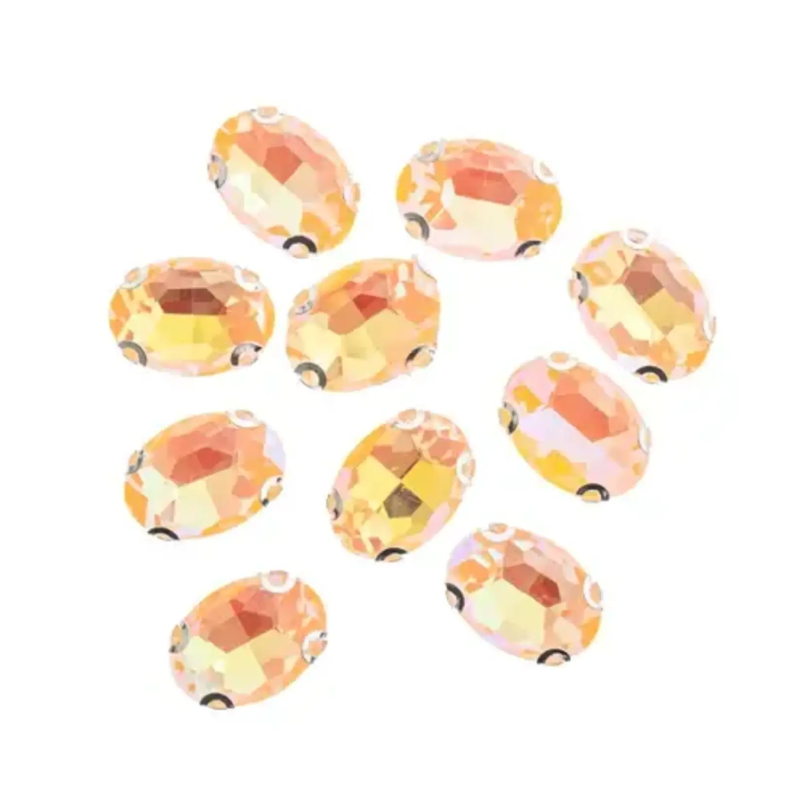 Crystal Lane DIY Sew on Rhinestone 10x14mm Silver/Neon Orange AB 20pcs