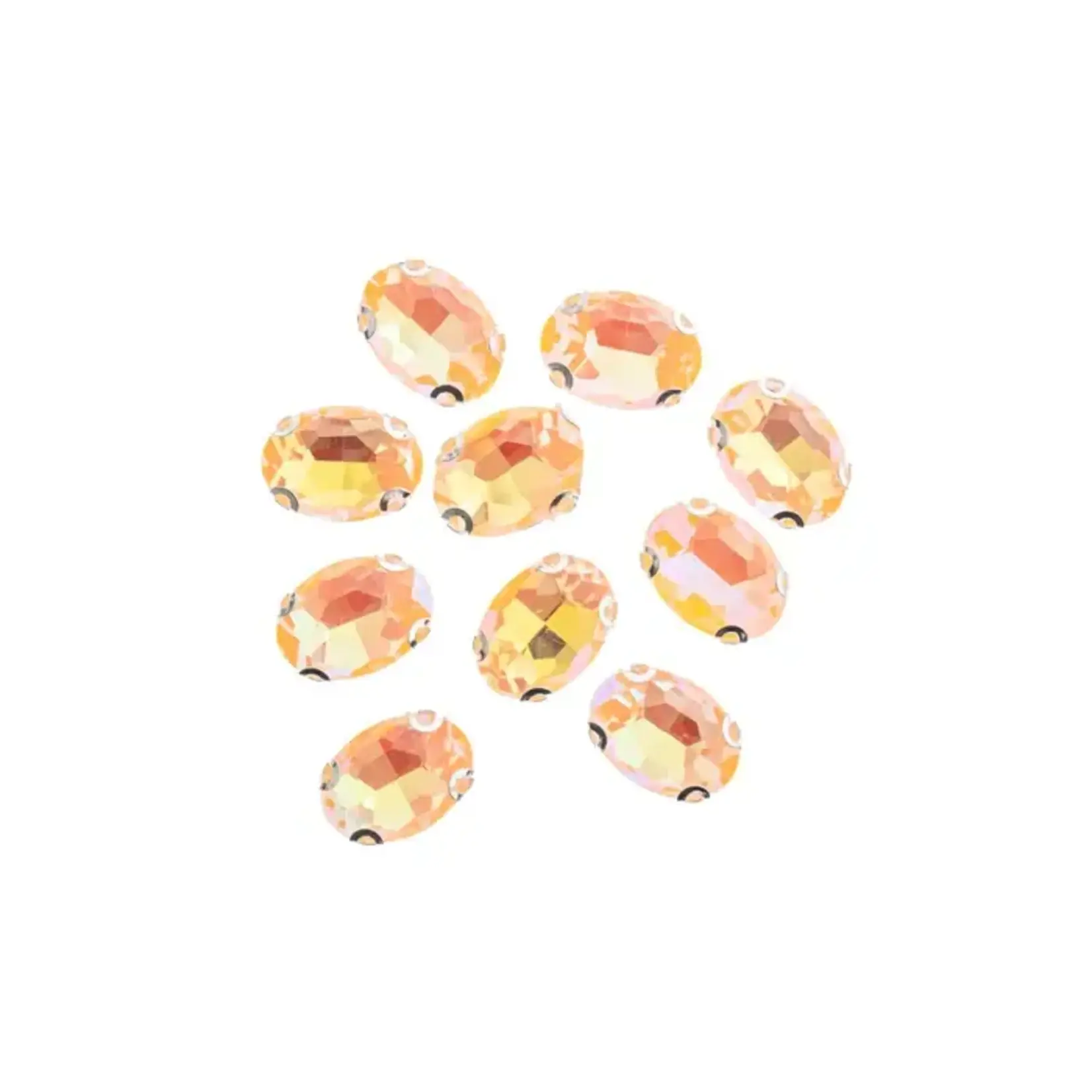 Crystal Lane DIY Sew on Rhinestone 10x14mm Silver/Neon Orange AB 20pcs