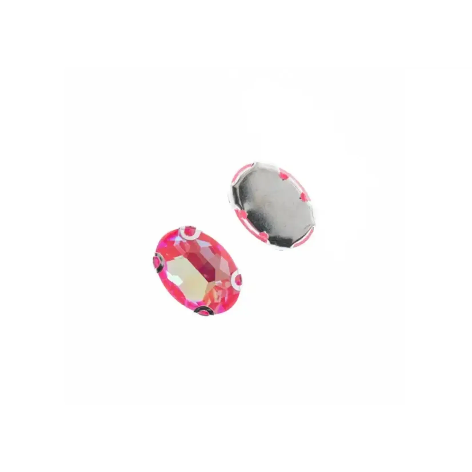 Crystal Lane DIY Sew on Rhinestone 10x14mm Silver/Neon Fuchsia 20pcs