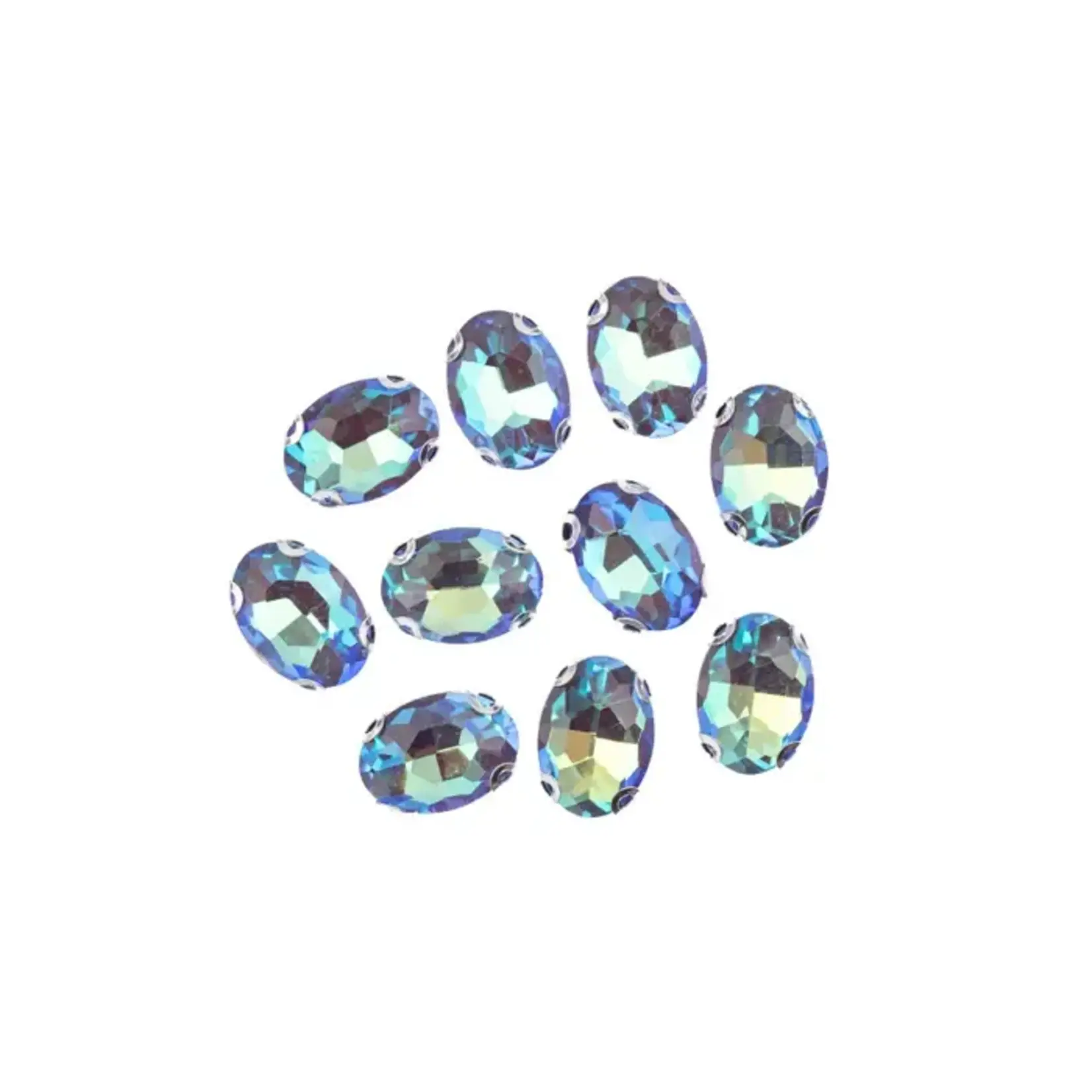 Crystal Lane DIY Sew on Rhinestone 10x14mm Silver/Neon Blue AB 20pcs