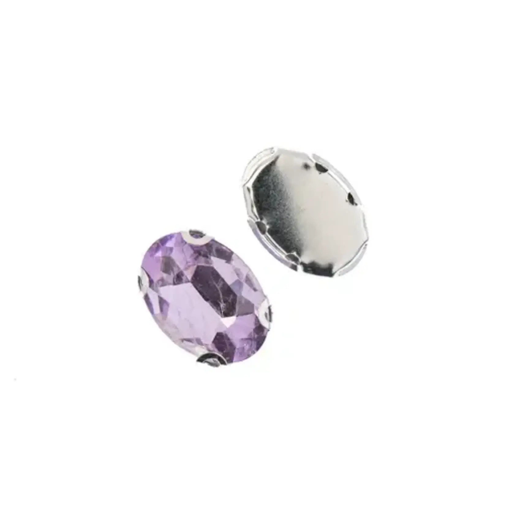 Crystal Lane DIY Sew on Rhinestone 10x14mm Silver/Light Violet 20pcs