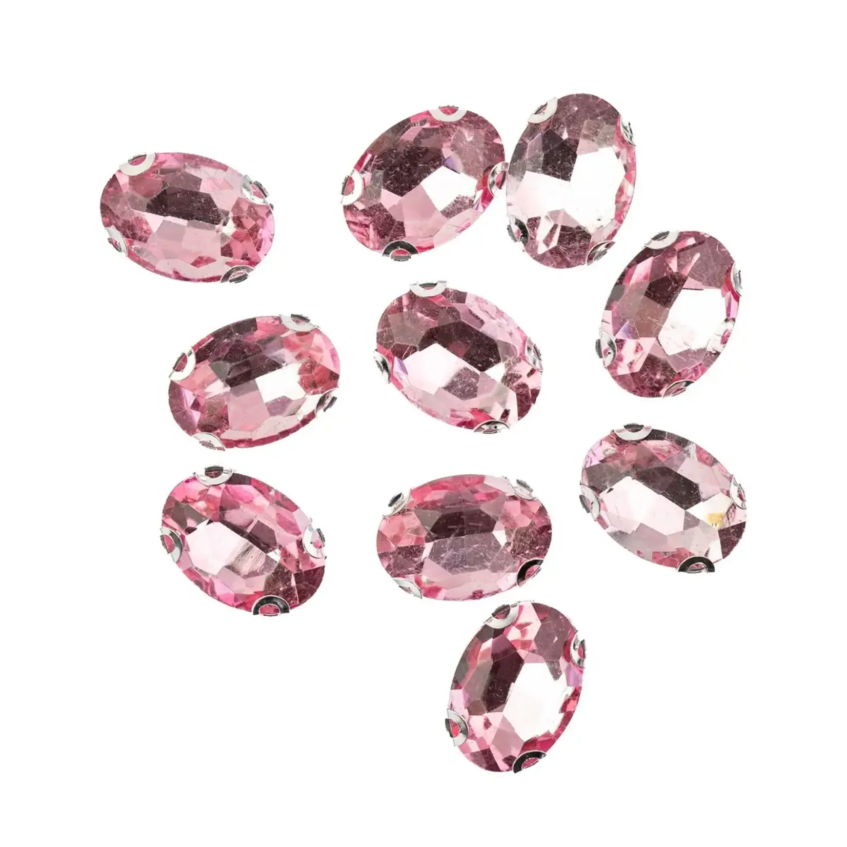 Crystal Lane DIY Sew on Rhinestone 10x14mm Silver/Light Pink 20pcs