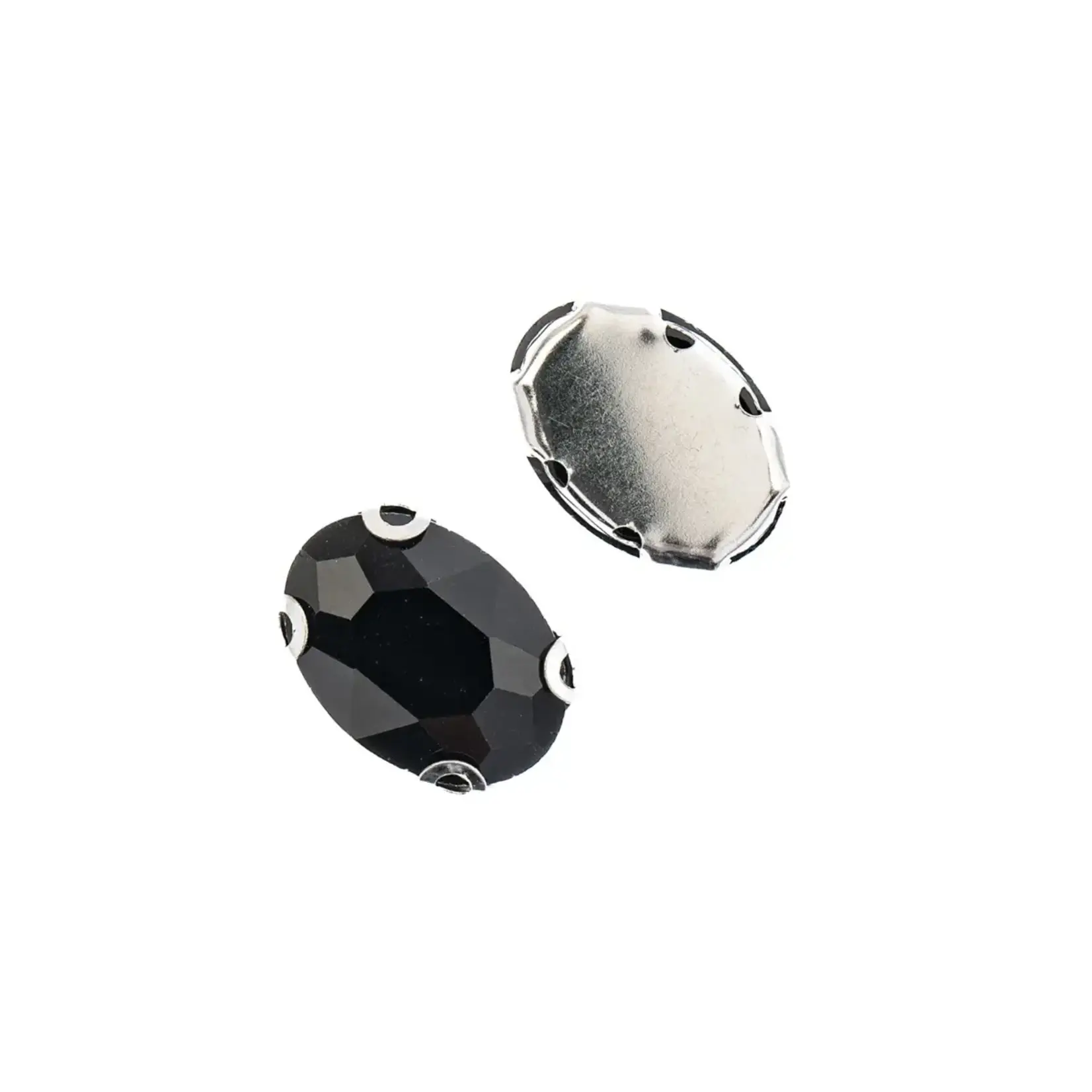 Crystal Lane DIY Sew on Rhinestone 10x14mm Silver/Jet 20pcs