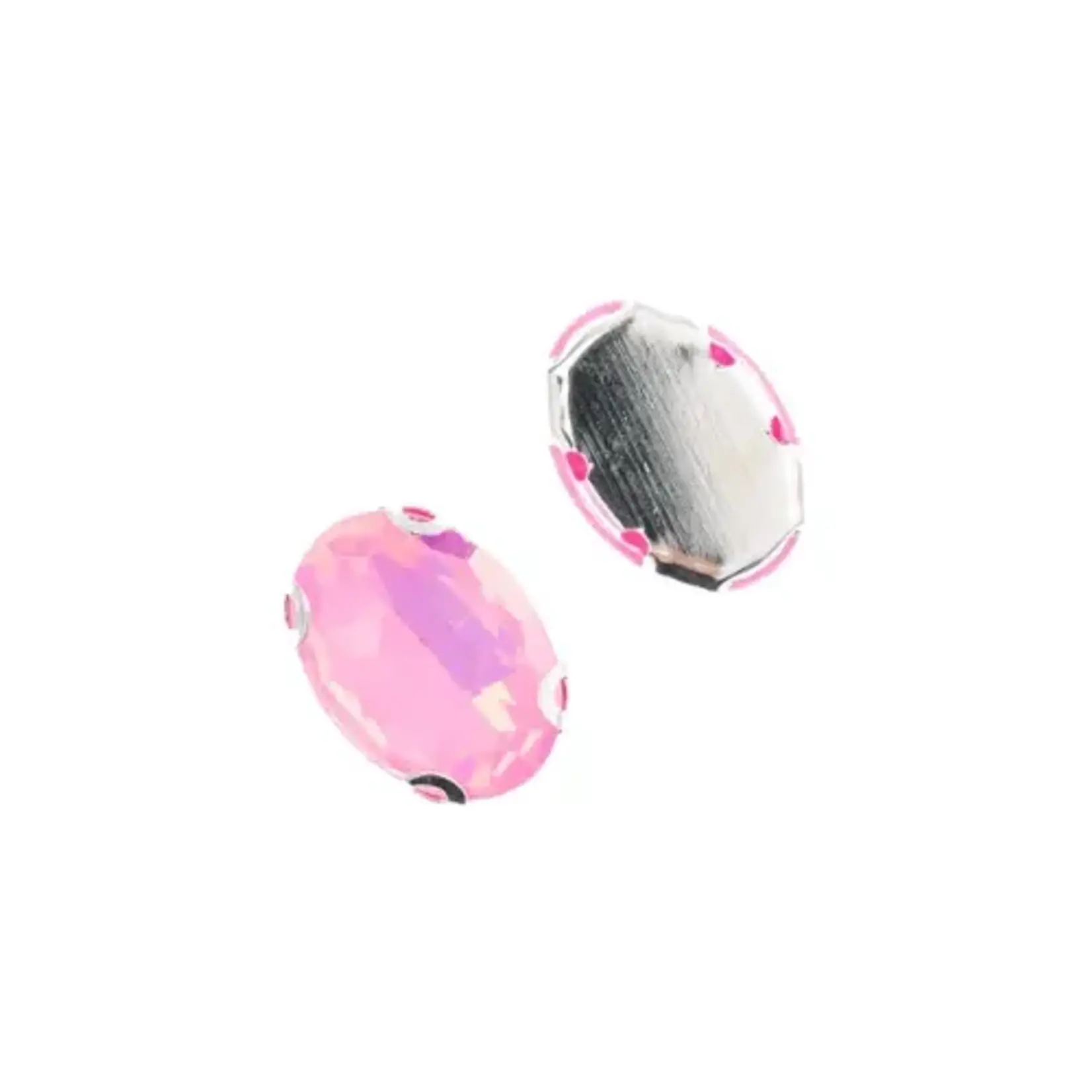 Crystal Lane DIY Sew on Rhinestone 10x14mm Silver/Hot Pink Opal 20pcs