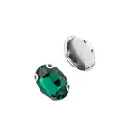 Crystal Lane DIY Sew on Rhinestone 10x14mm Silver/Emerald 20pcs