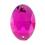 Sew-On Acrylic Oval Facetted 30x20mm Hot Pink