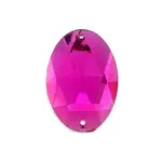 Sew-On Acrylic Oval Facetted 30x20mm Hot Pink