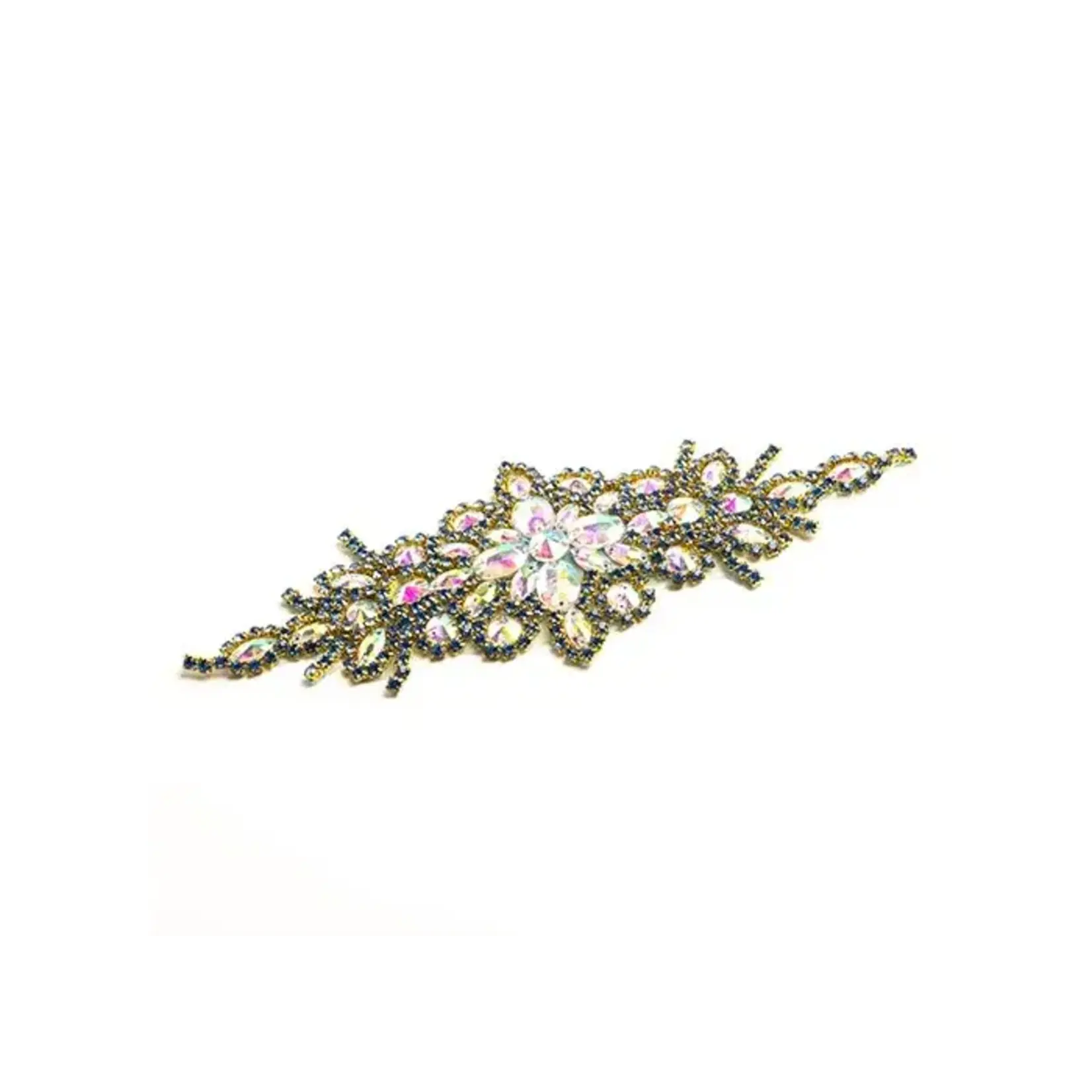 Crystal Motif Applique Zuma Oval 9x24cm Crystal AB/Blue