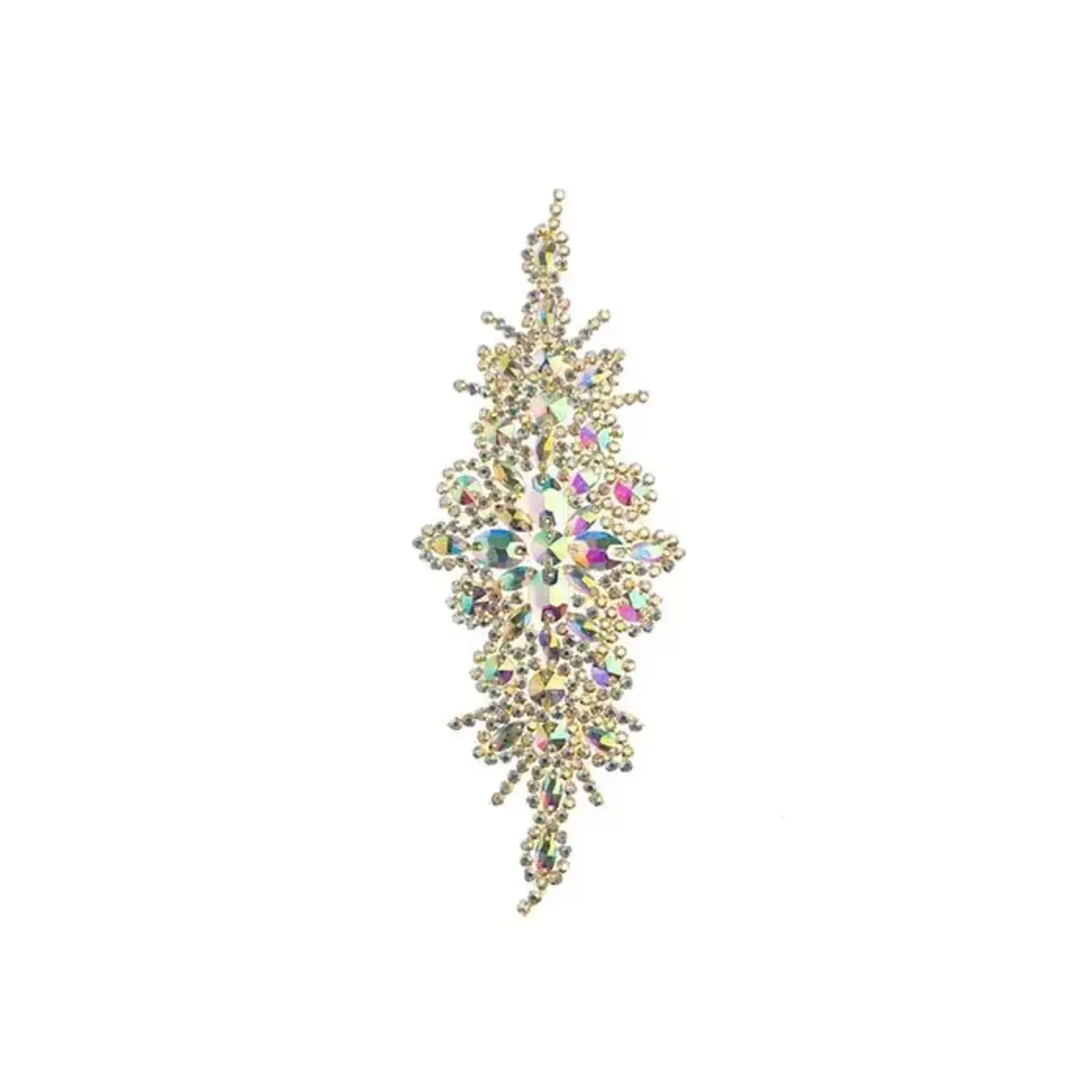 Crystal Motif Applique Zuma Oval 9x24cm Crystal AB/Gold