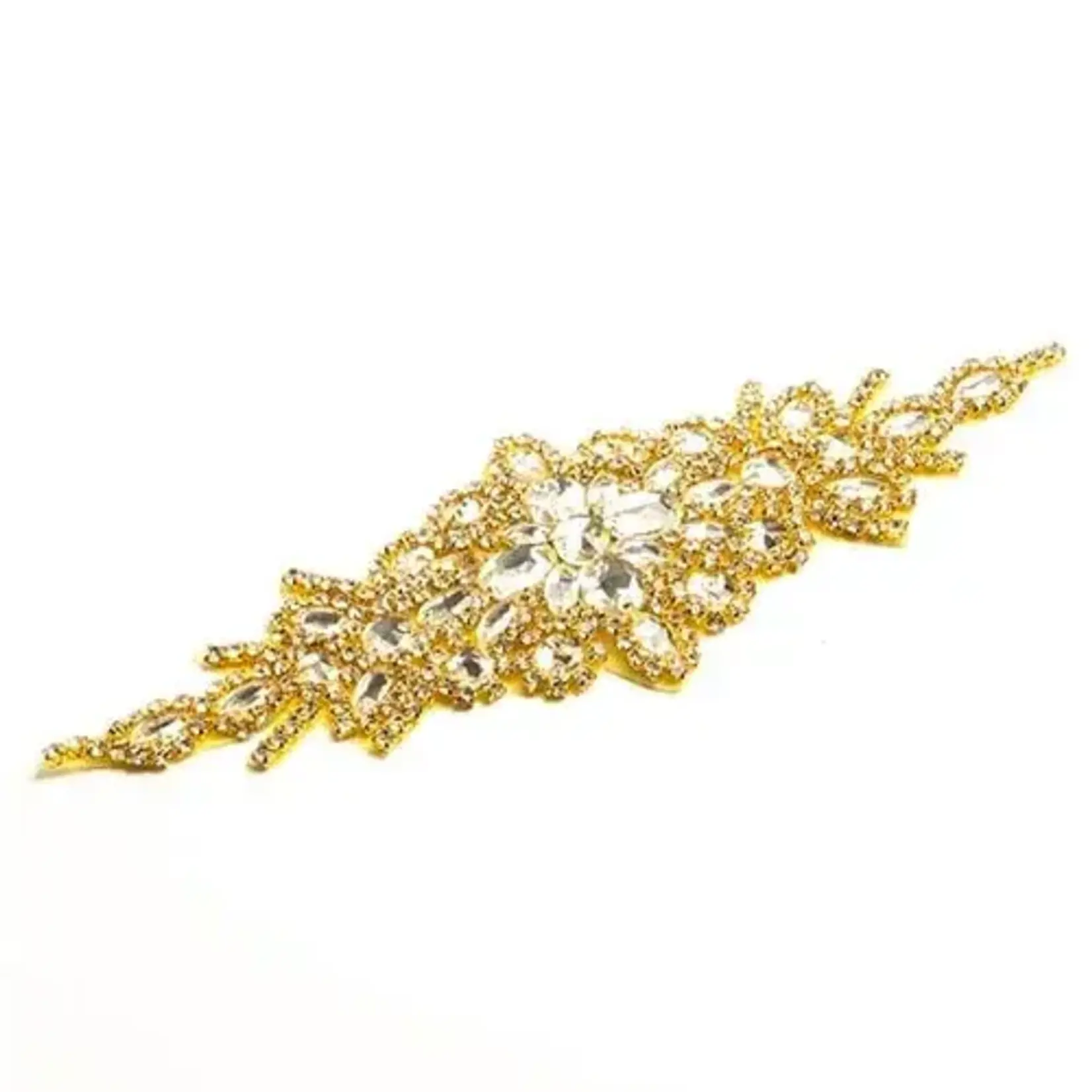 Crystal motif applique Zuma Oval 9x24cm Crystal/gold