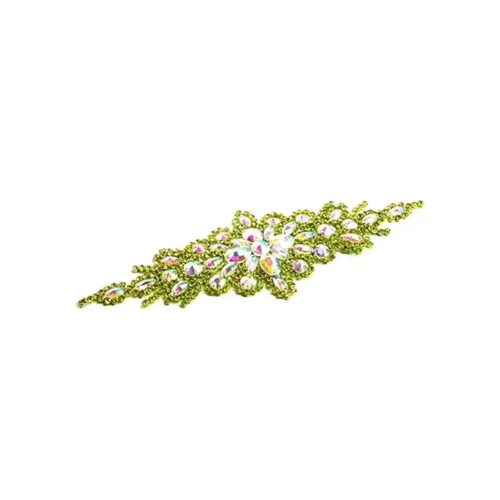 Crystal Motif Applique Zuma Oval 9x24cm Crystal AB/Peridot
