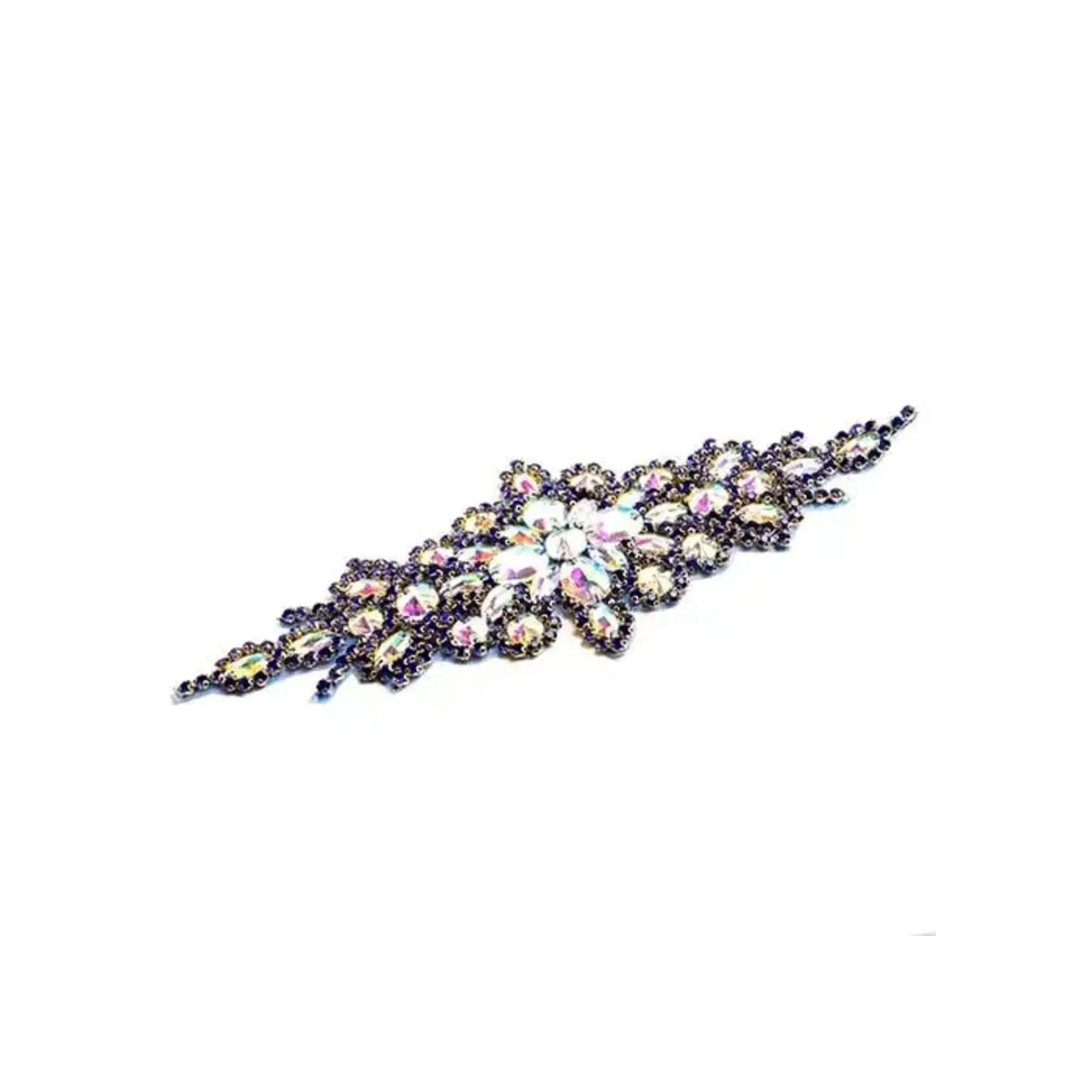 Crystal Motif Applique Zuma Oval 9x24cm Crystal AB/Royal Blue