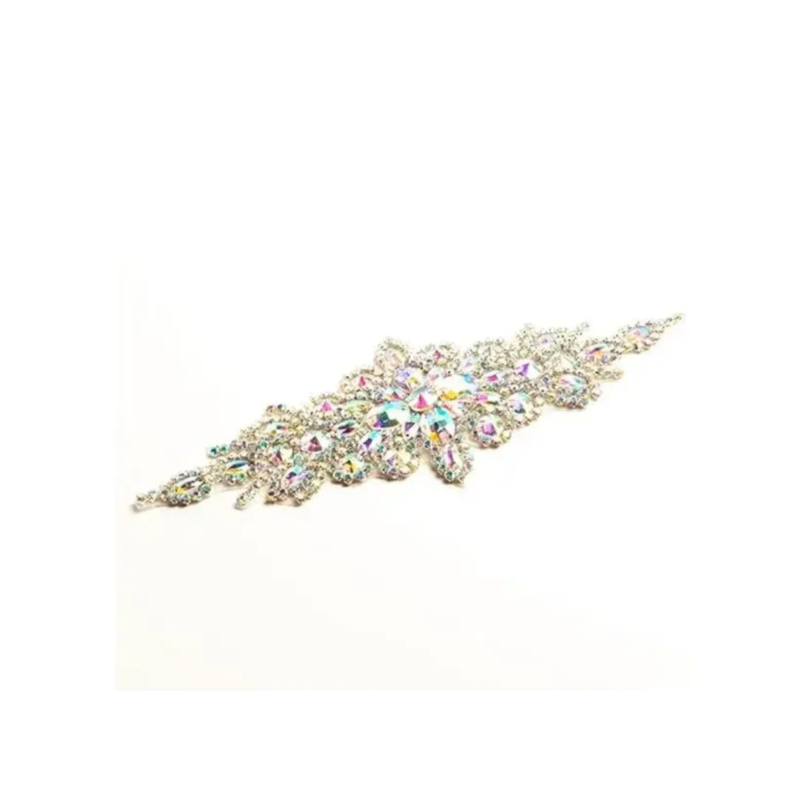 Crystal Motif Applique Zuma Oval 9x24cm Crystal AB/Silver