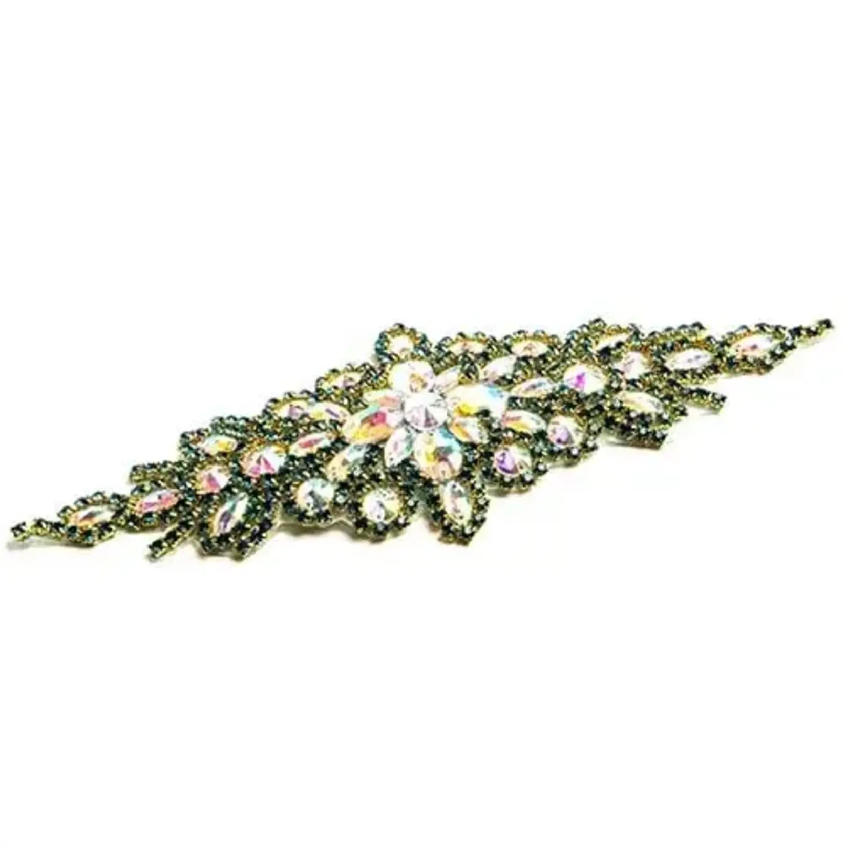 Crystal Motif Applique Zuma Oval 9x24cm Peacock Blue