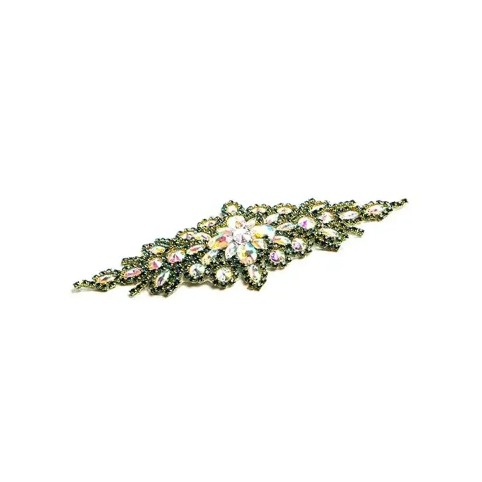 Crystal Motif Applique Zuma Oval 9x24cm Peacock Blue