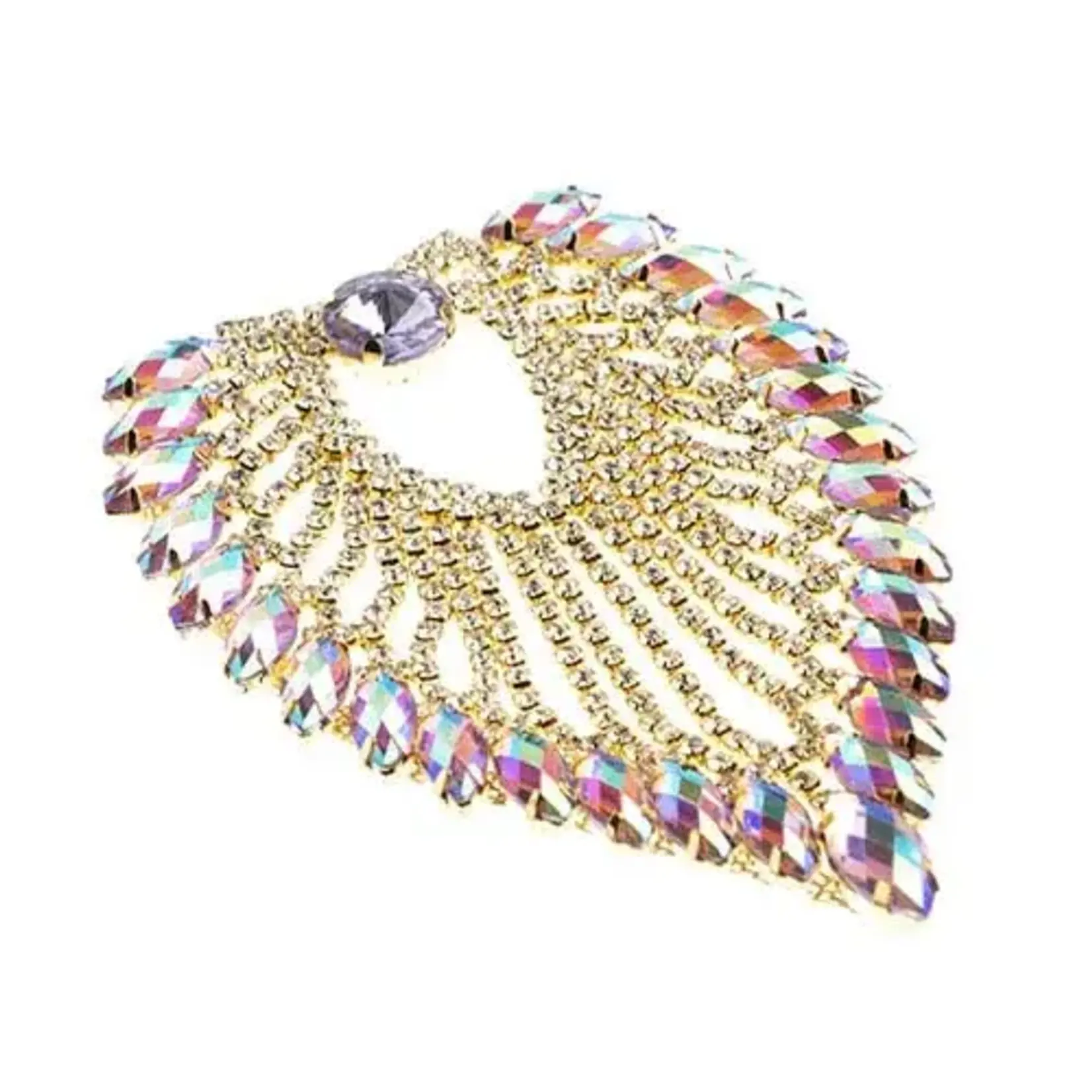 Crystal Motif Flare 11.2x8.5cm Amethyst AB Gold Casing
