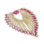 Crystal Motif Flare 11.2x8.5cm Fuchsia AB Gold Casing