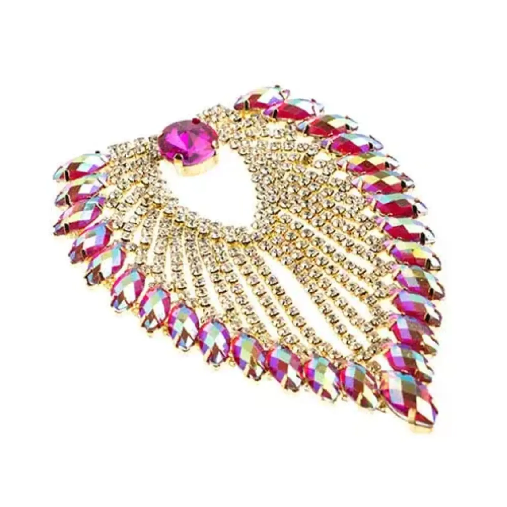 Crystal Motif Flare 11.2x8.5cm Fuchsia AB Gold Casing