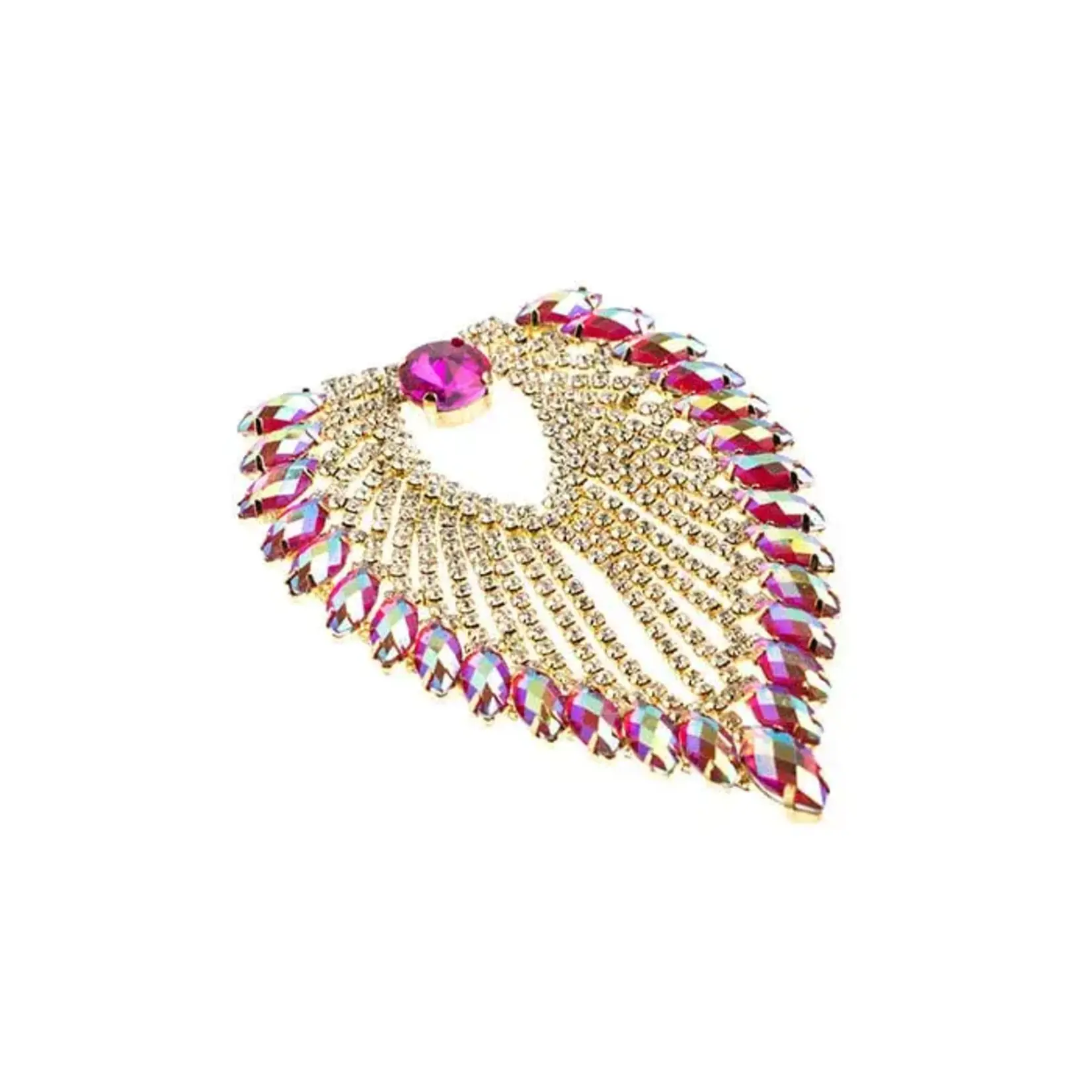 Crystal Motif Flare 11.2x8.5cm Fuchsia AB Gold Casing